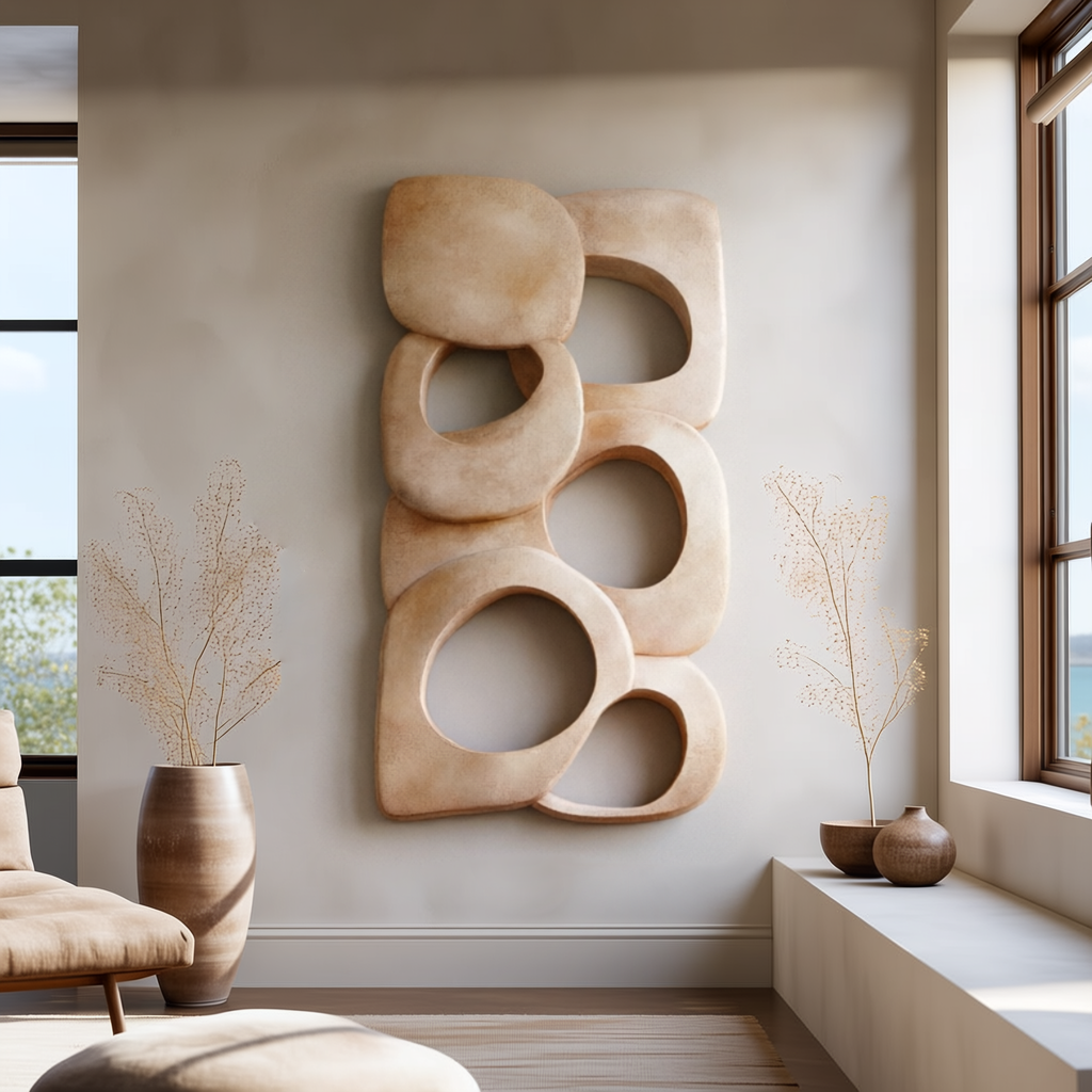 Large Organic Modern Wall Art, 3D Sculptural Wood Wall Decor, Textured Abstract Relief Panel, Neutral Minimalist Wall Hanging