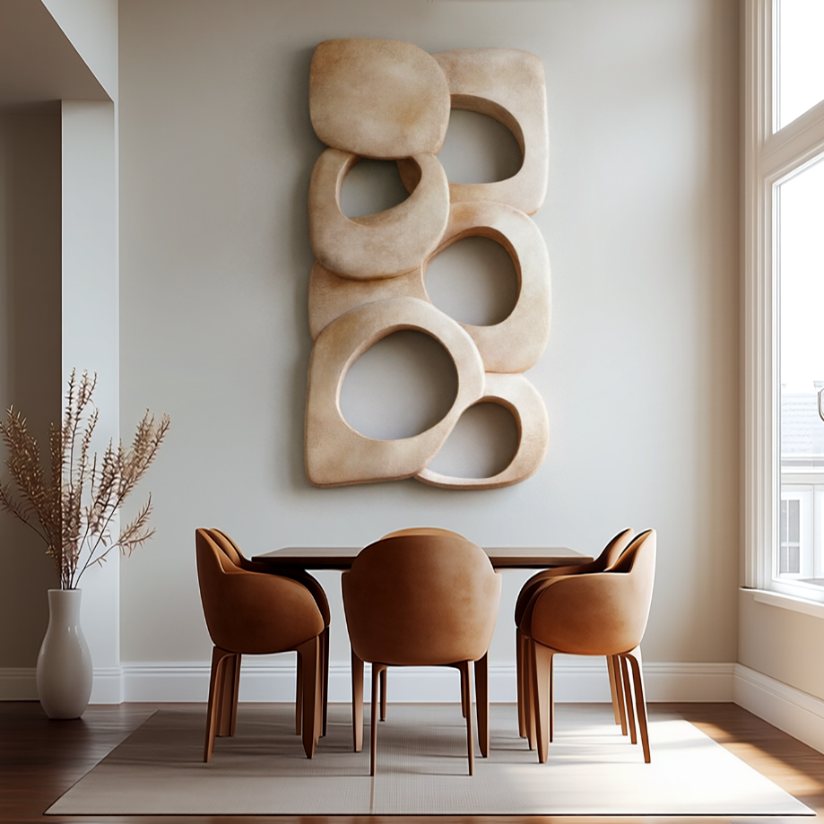 Large Organic Modern Wall Art, 3D Sculptural Wood Wall Decor, Textured Abstract Relief Panel, Neutral Minimalist Wall Hanging