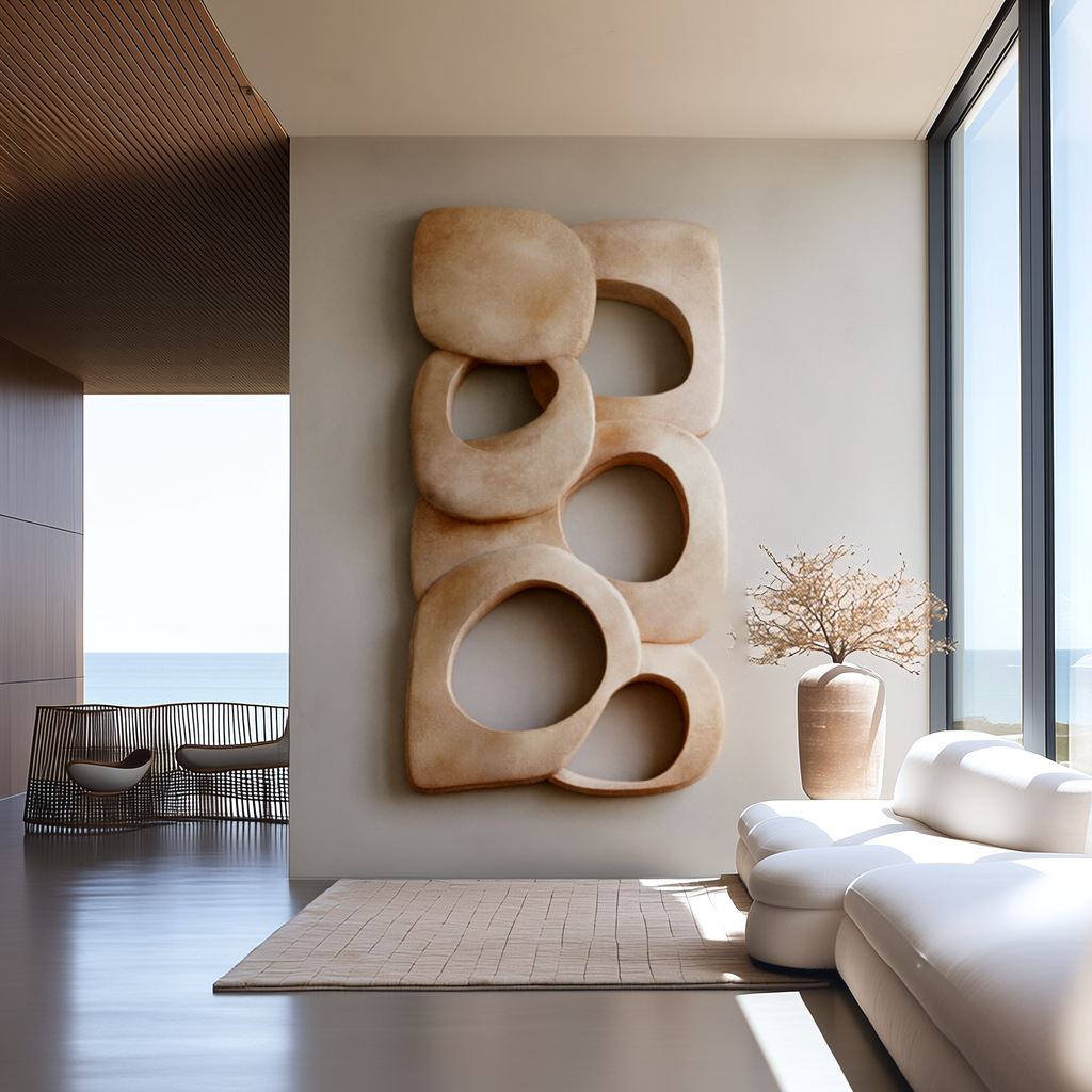 Large Organic Modern Wall Art, 3D Sculptural Wood Wall Decor, Textured Abstract Relief Panel, Neutral Minimalist Wall Hanging