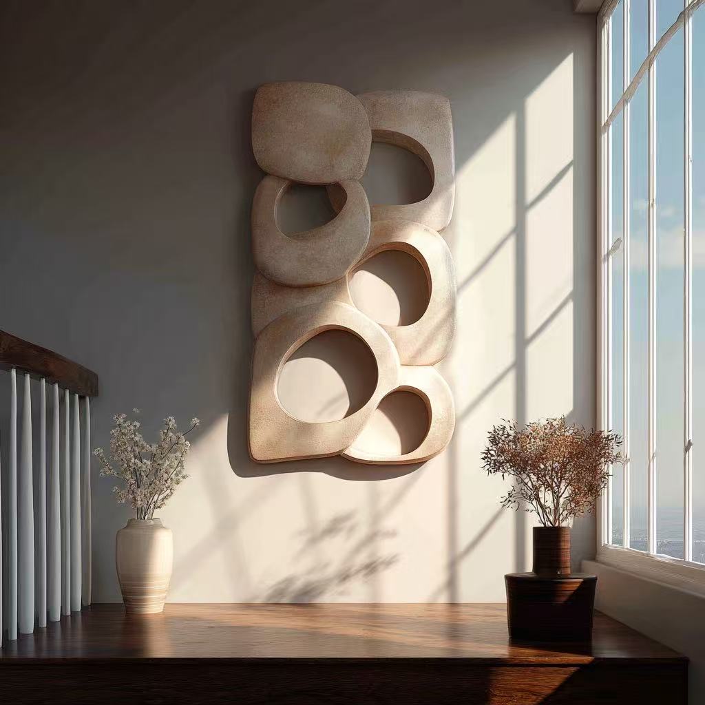 Large Organic Modern Wall Art, 3D Sculptural Wood Wall Decor, Textured Abstract Relief Panel, Neutral Minimalist Wall Hanging