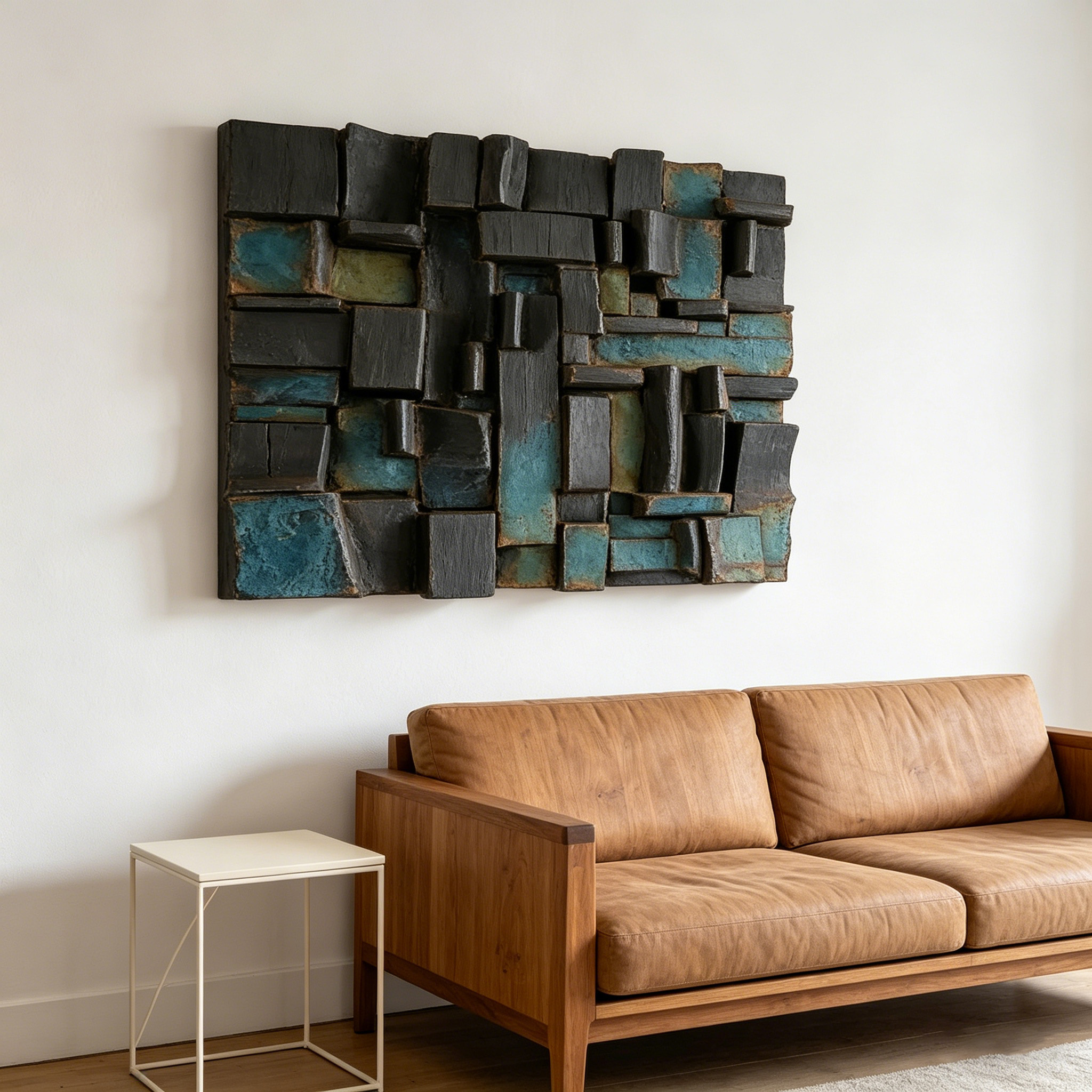 Abstract Ceramic Wall Sculpture, Geometric Wall Art, Brutalist Textured Wall Decor, Modern Handmade Ceramic Art
