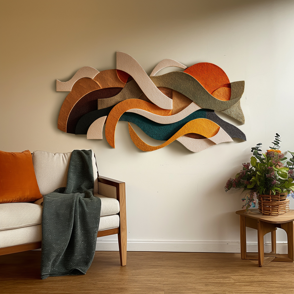 Abstract 3D Wall Art - Modern Geometric Wave Sculpture in Warm Earthy Tones - Large Textured Wall Hanging for Living Room & Bedroom Decor