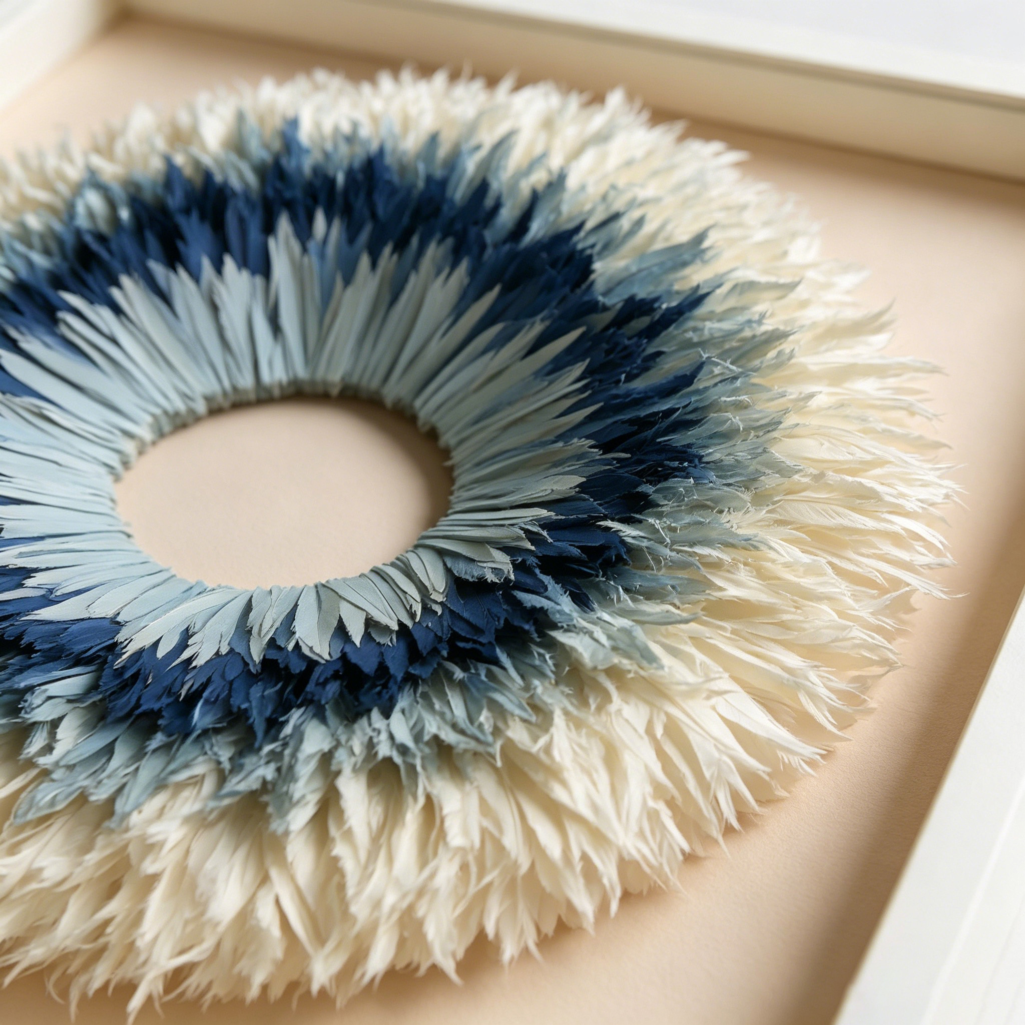 Coastal Paper Wall Art, Blue Ombre Paper Sculpture, Modern Sunburst Wall Decor, Handmade Circular Artwork, Organic Modern Home Decor