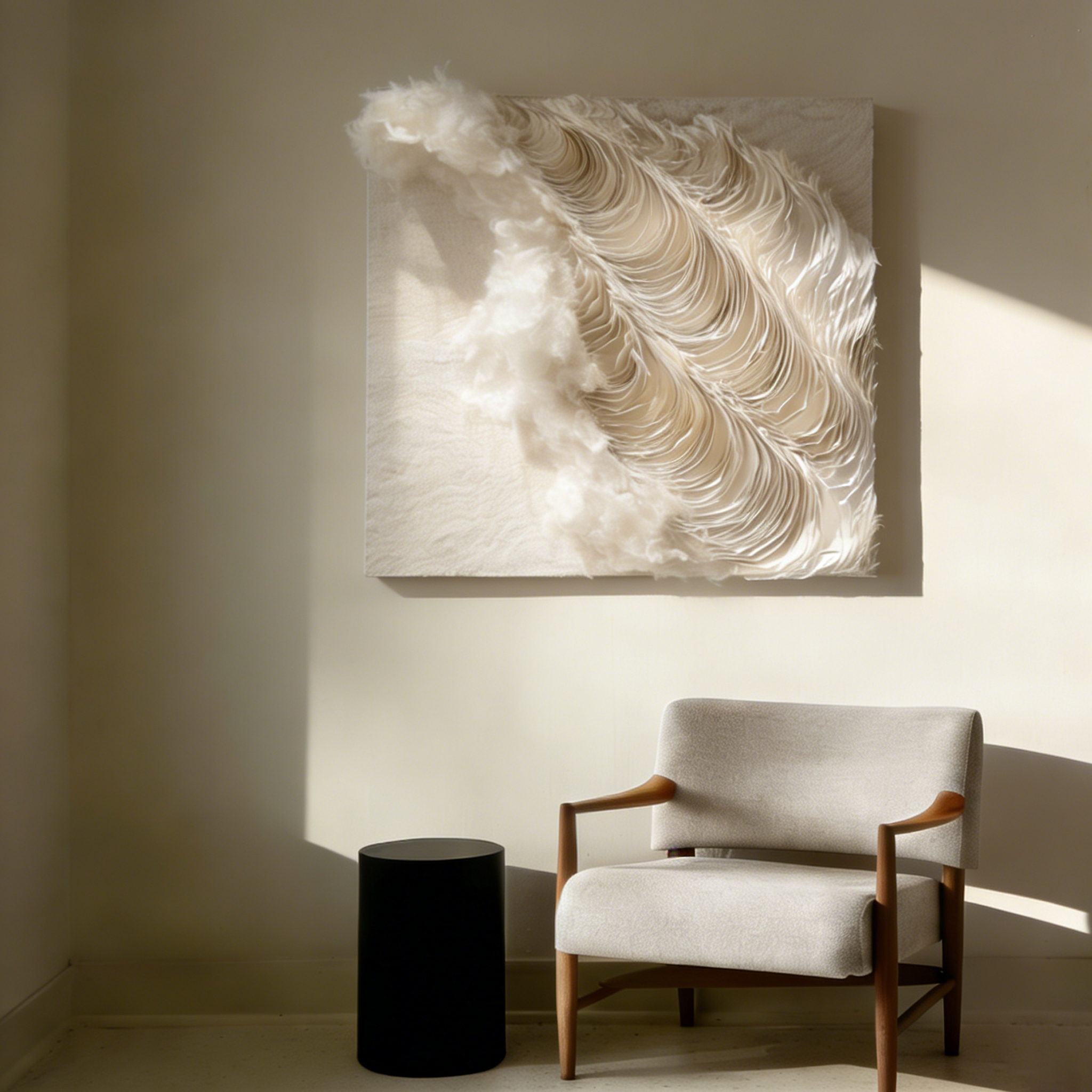 3D Paper Wall Art, Textured Abstract Wall Decor, Minimalist Wall Sculpture, Handmade Modern Canvas Art, Cream Black White Wall Hanging