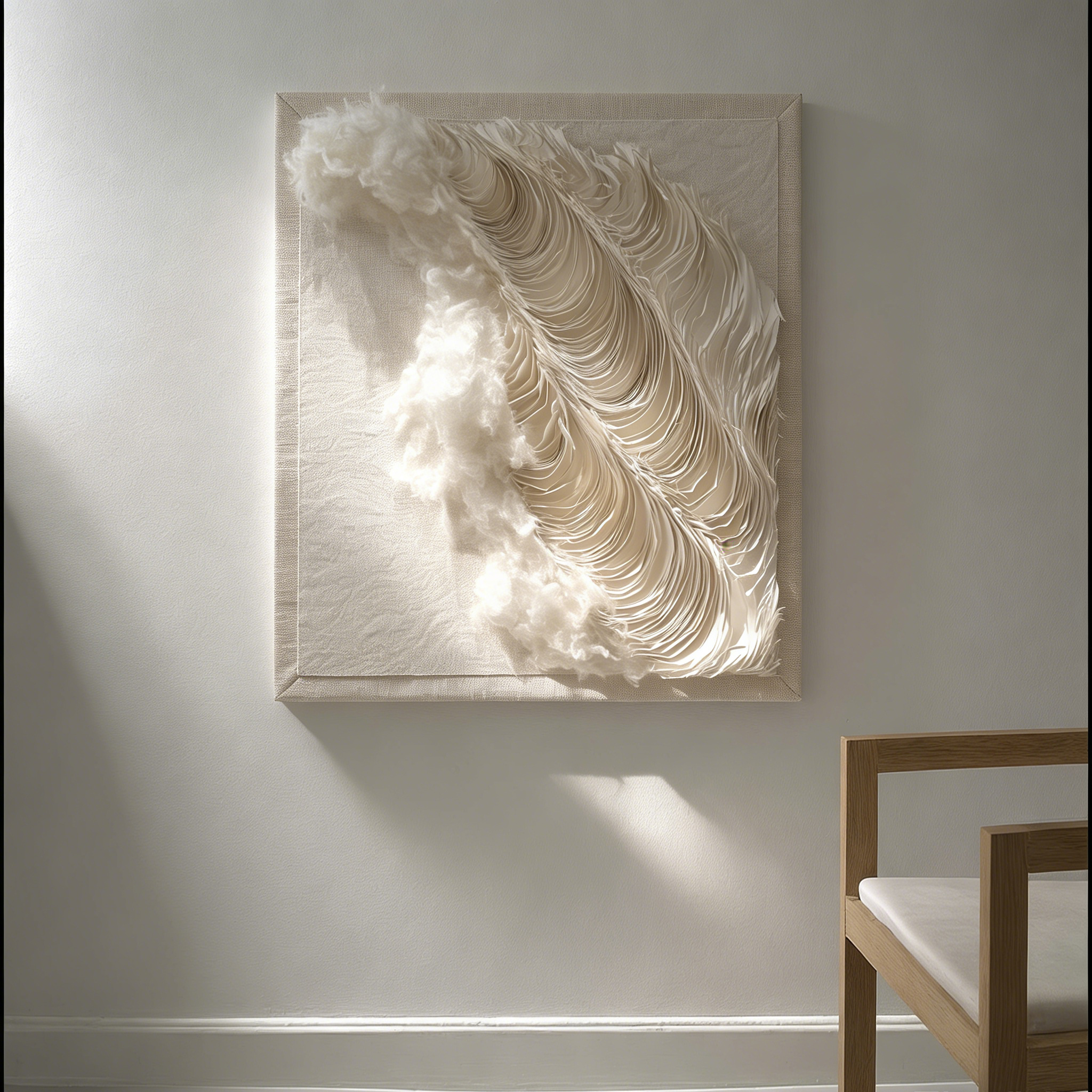 3D Paper Wall Art, Textured Abstract Wall Decor, Minimalist Wall Sculpture, Handmade Modern Canvas Art, Cream Black White Wall Hanging