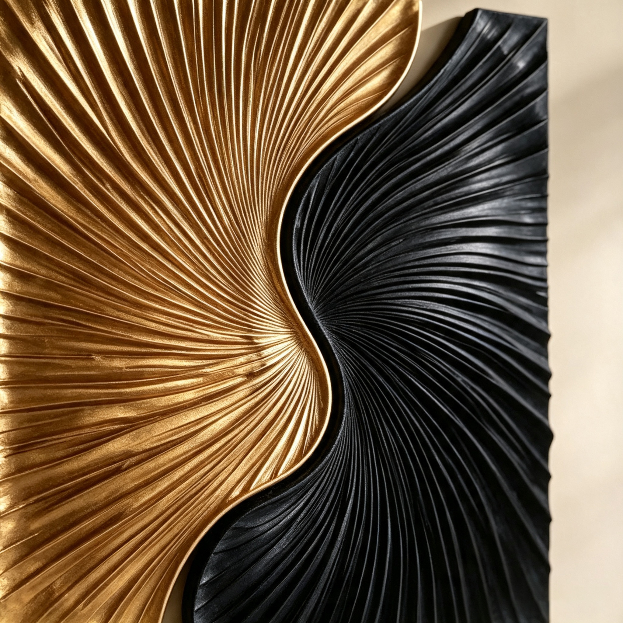 Black Gold Wood Wall Art, 3D Abstract Wood Sculpture, Organic Modern Textured Wall Decor, Luxury Statement Wall Art