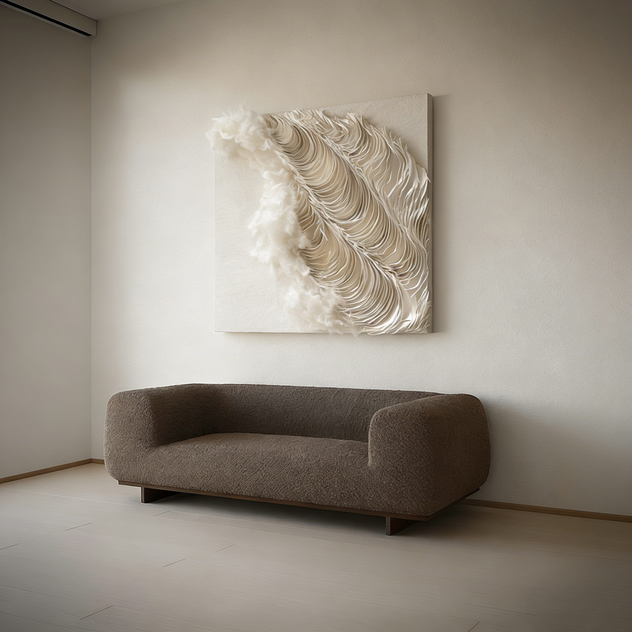 3D Paper Wall Art, Textured Abstract Wall Decor, Minimalist Wall Sculpture, Handmade Modern Canvas Art, Cream Black White Wall Hanging