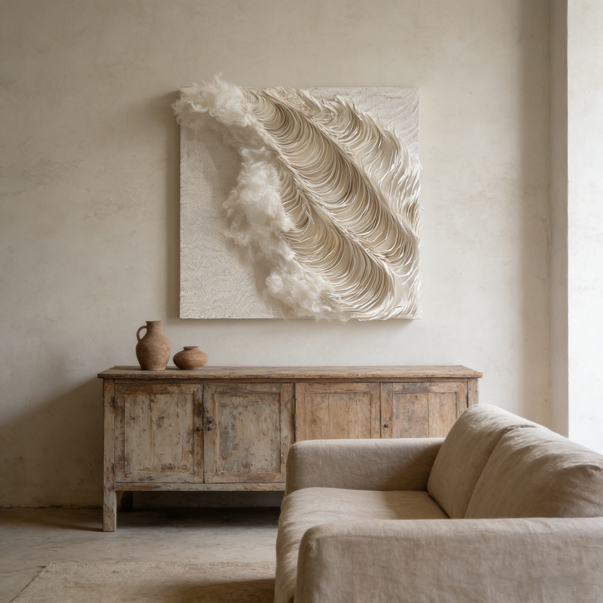 3D Paper Wall Art, Textured Abstract Wall Decor, Minimalist Wall Sculpture, Handmade Modern Canvas Art, Cream Black White Wall Hanging