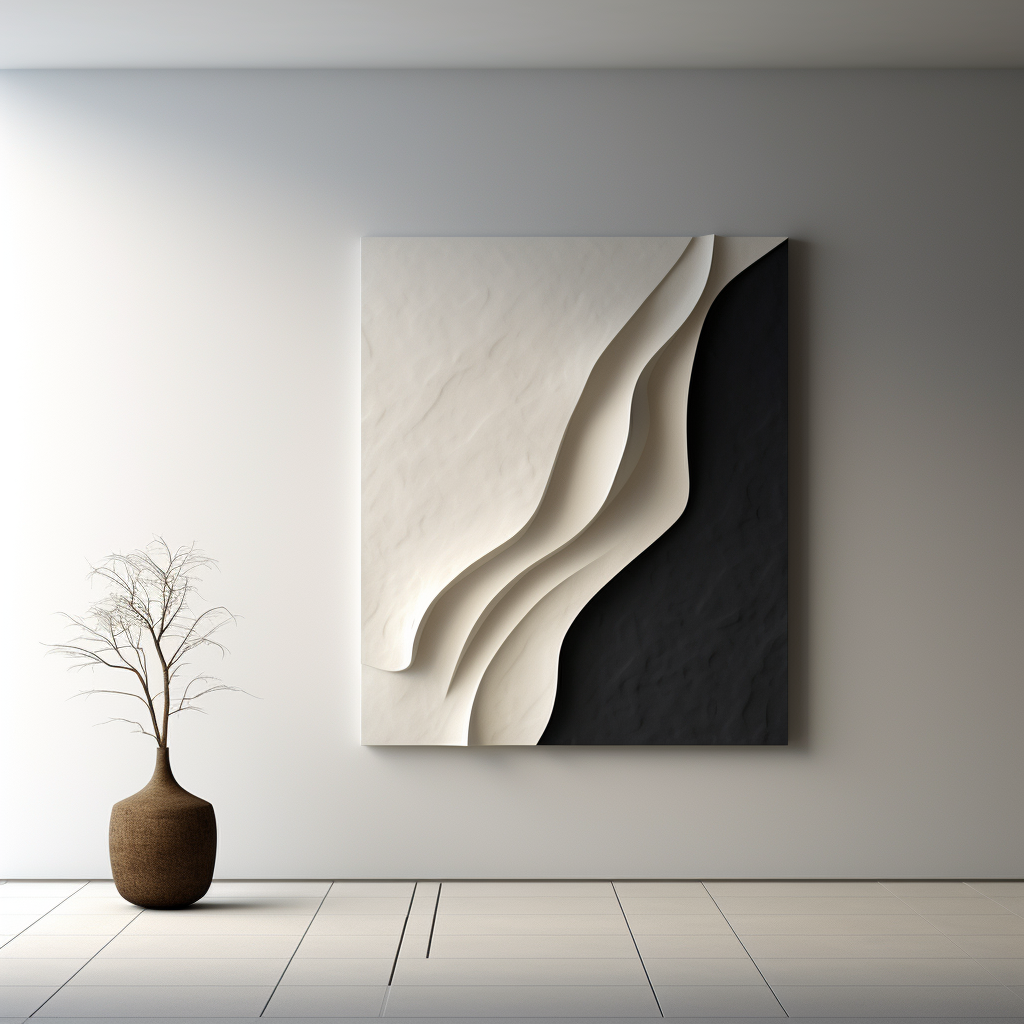 Black & White wave-style art wall-minimalist
