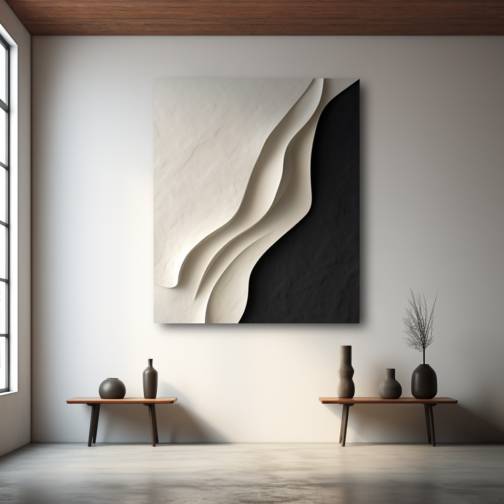 Black & White wave-style art wall-minimalist