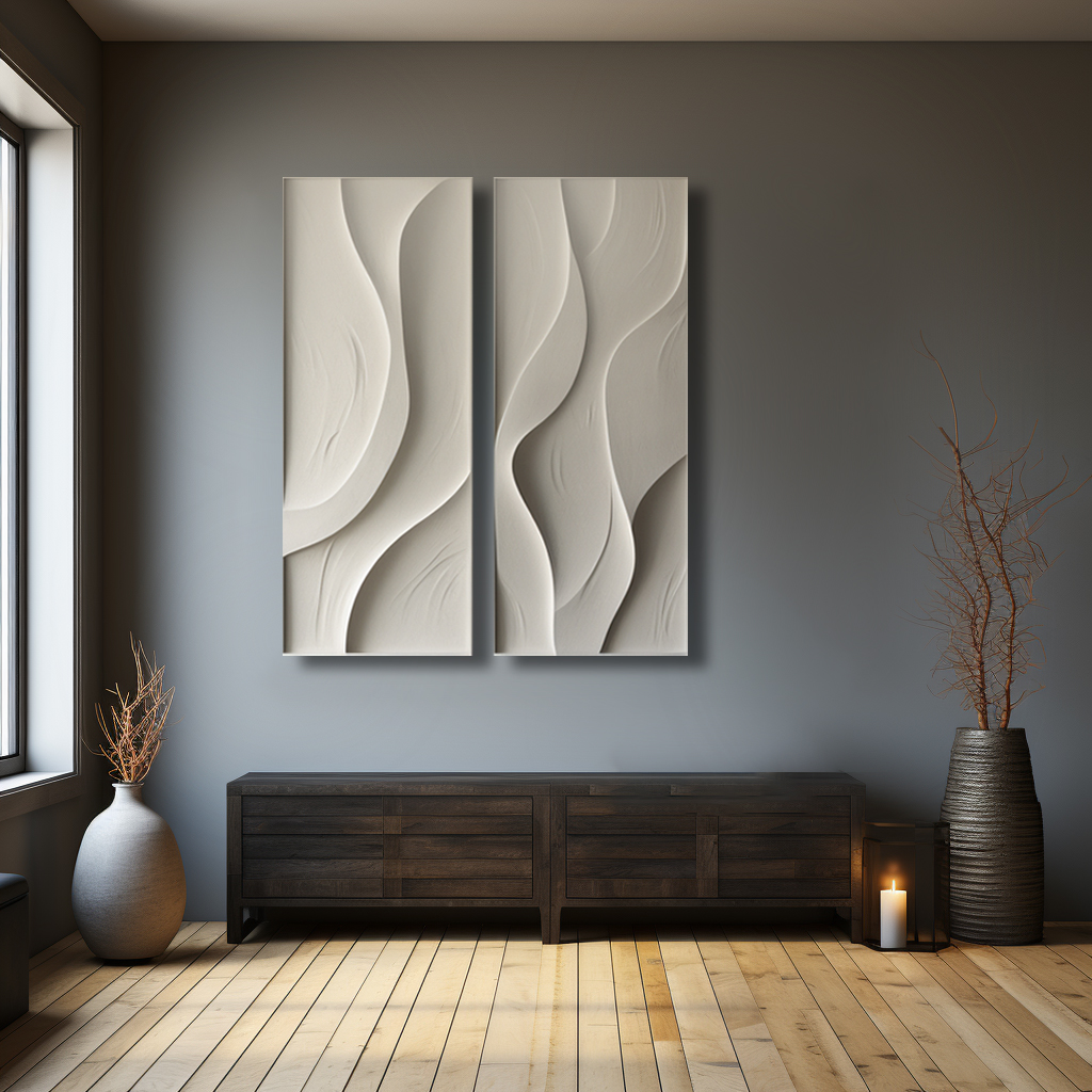 Combined ripple style decorative wall art-textured board