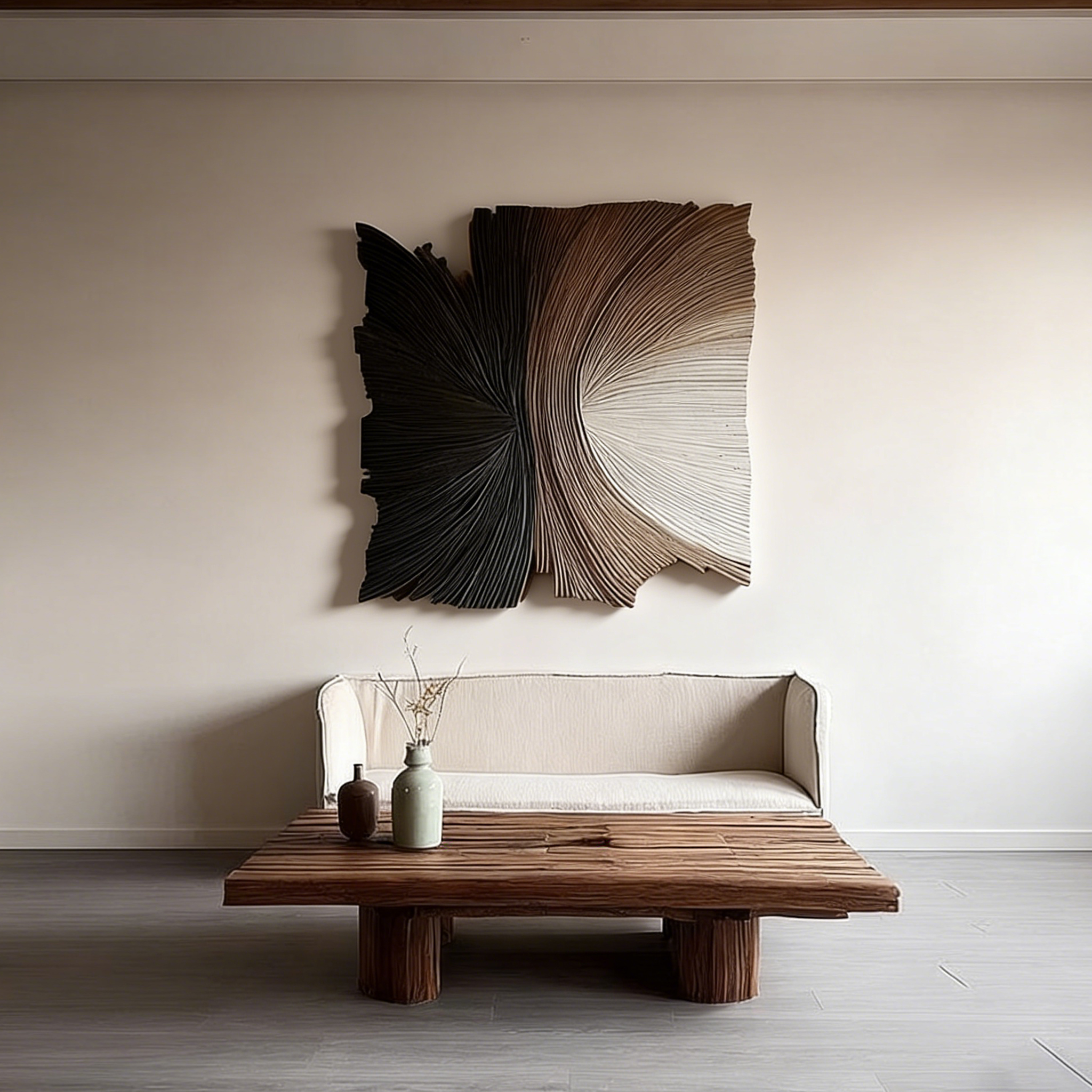 Abstract Fiber Wall Art – Modern 3D Textured String Art Sculpture, Neutral Geometric Wall Decor for Living Room Bedroom