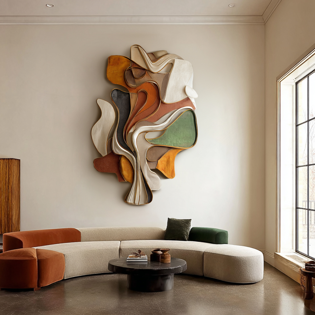 Handmade 3D Carved Wood Wall Art: Modern Abstract Sculpture