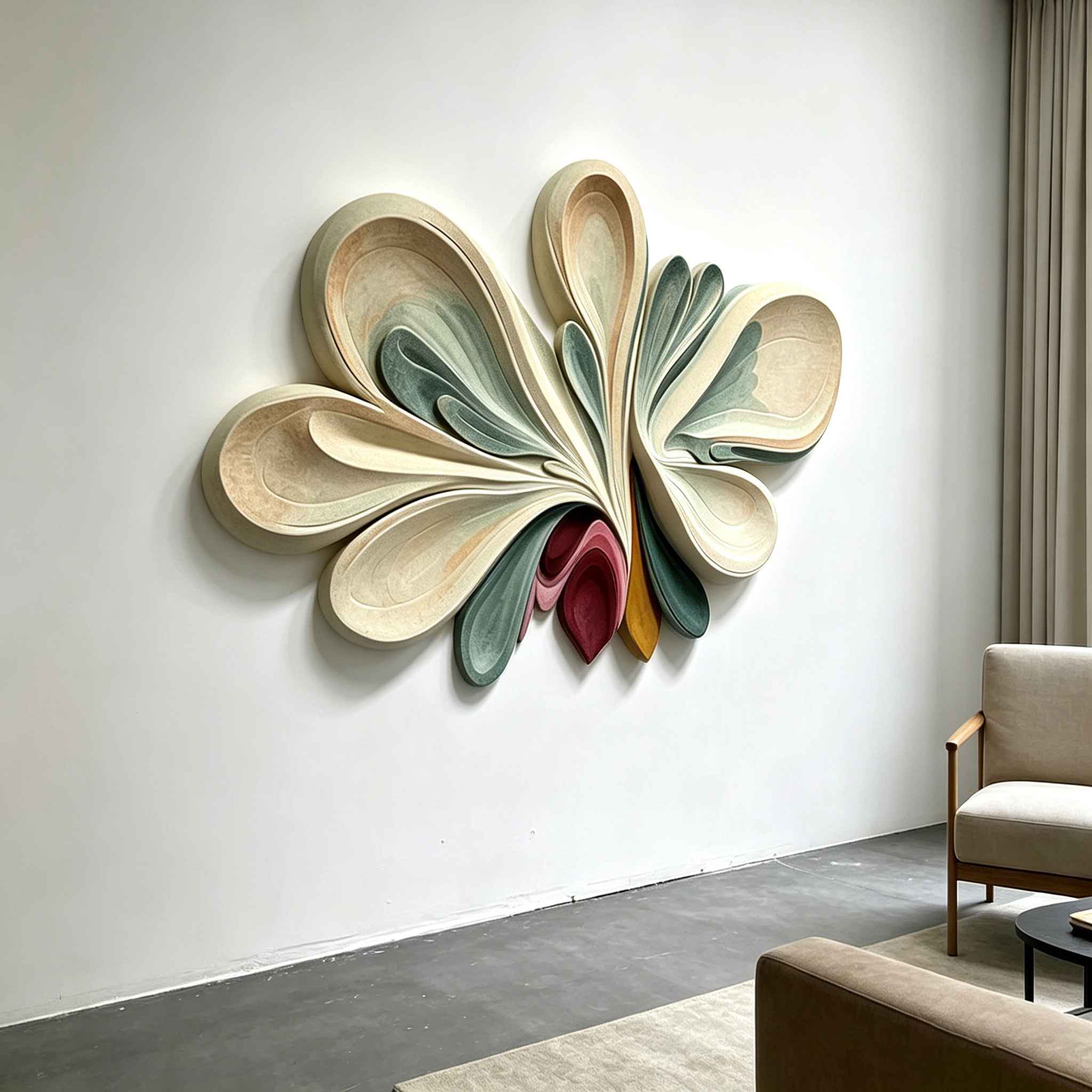 Pastel Abstract Wooden Wall Art, 3D Sculptural Wood Wall Decor, Textured Boho Wall Hanging, Large Statement Wall Art, Modern Home Decor