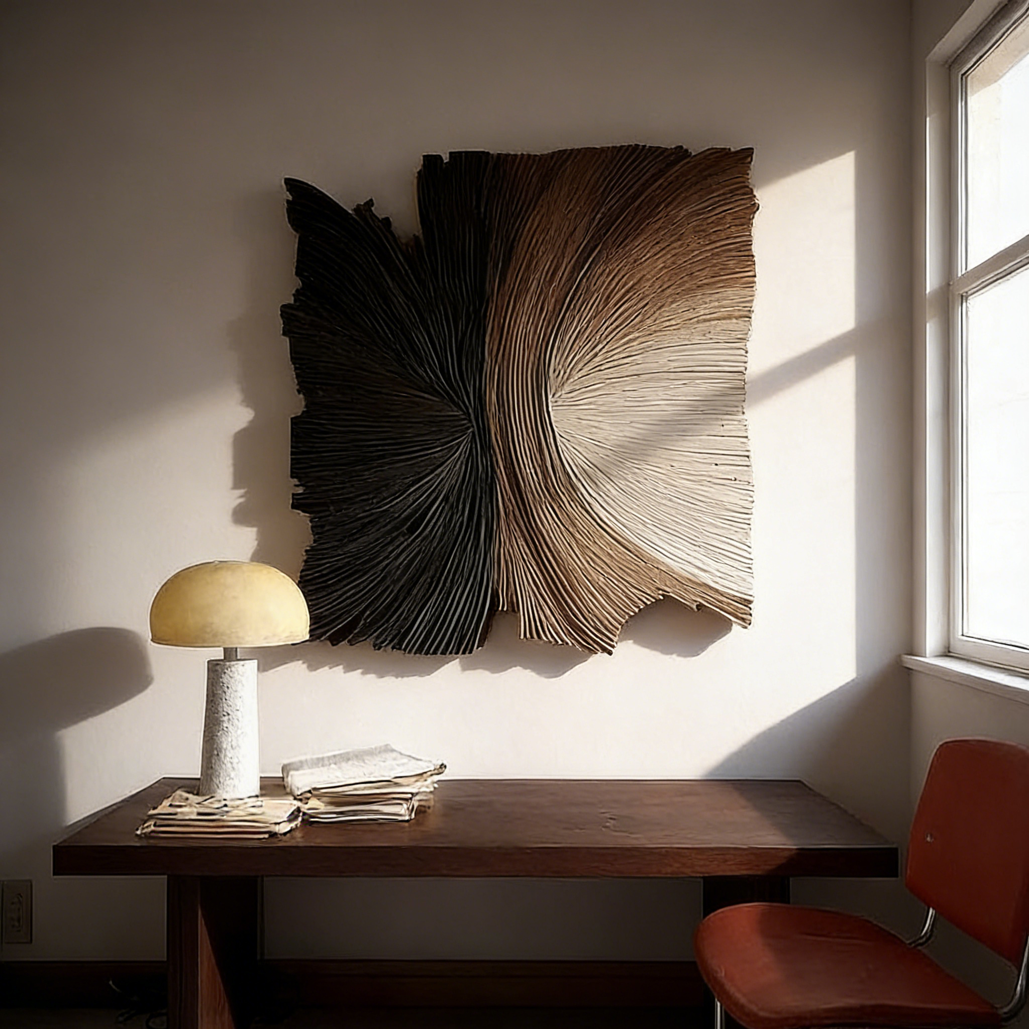 Abstract Fiber Wall Art – Modern 3D Textured String Art Sculpture, Neutral Geometric Wall Decor for Living Room Bedroom
