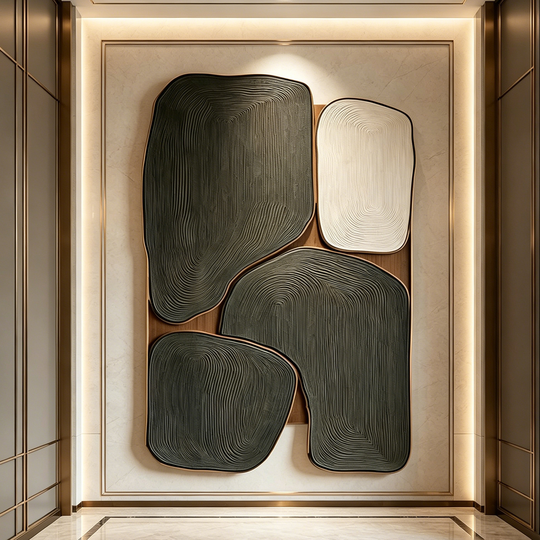 Modern Wood Wall Art, Abstract Wooden Sculpture, Minimalist Black Wall Decor, Organic Contemporary Panel