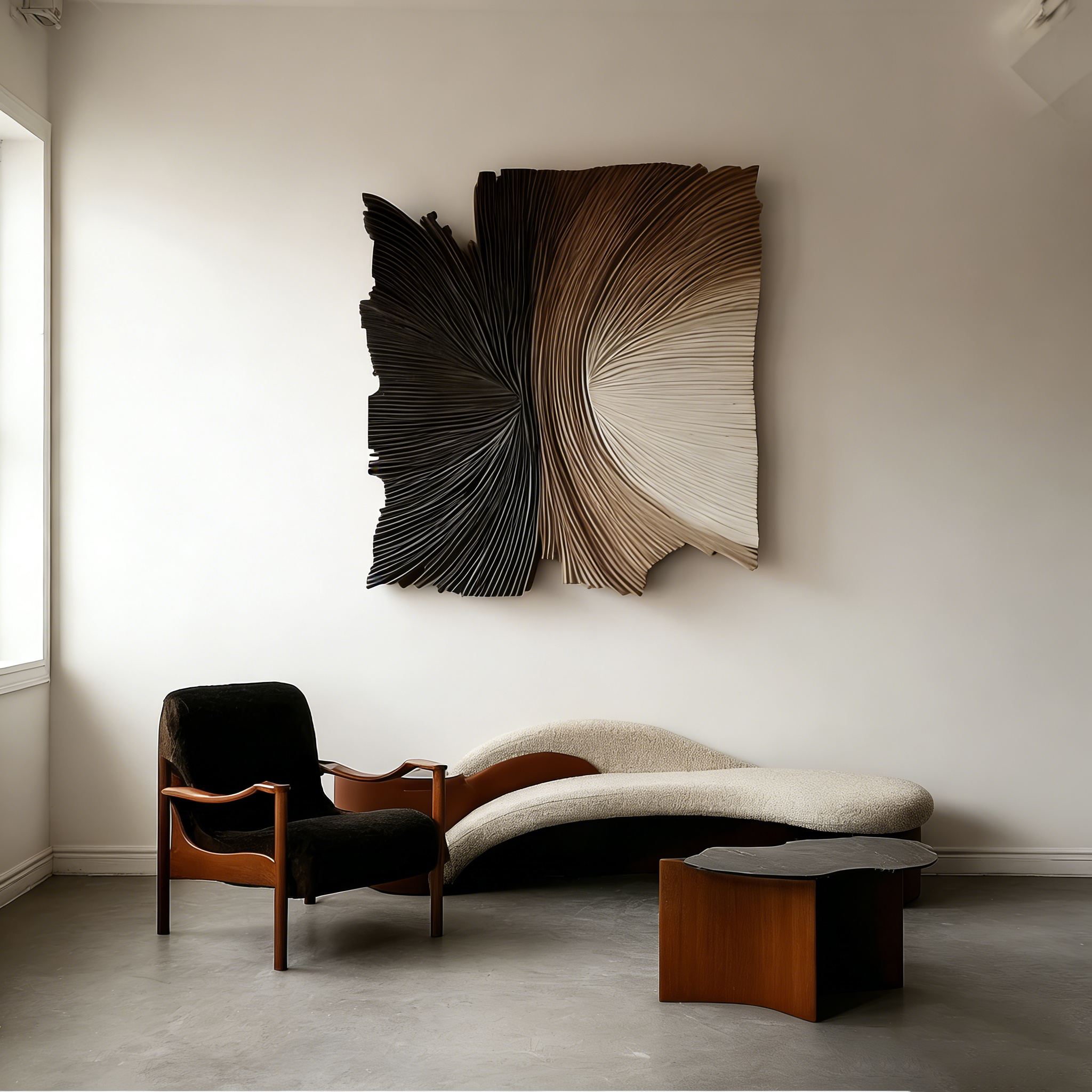 Abstract Fiber Wall Art – Modern 3D Textured String Art Sculpture, Neutral Geometric Wall Decor for Living Room Bedroom