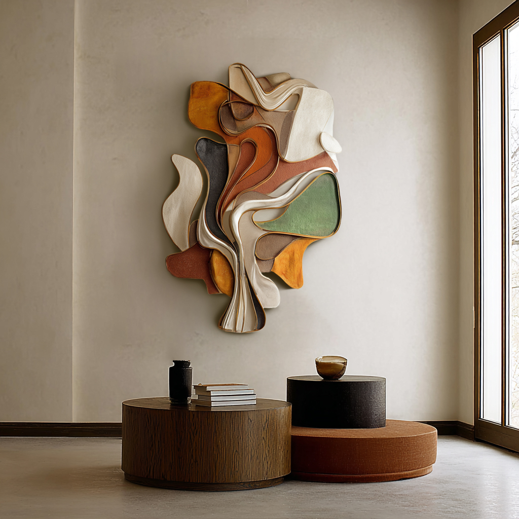 Handmade 3D Carved Wood Wall Art: Modern Abstract Sculpture