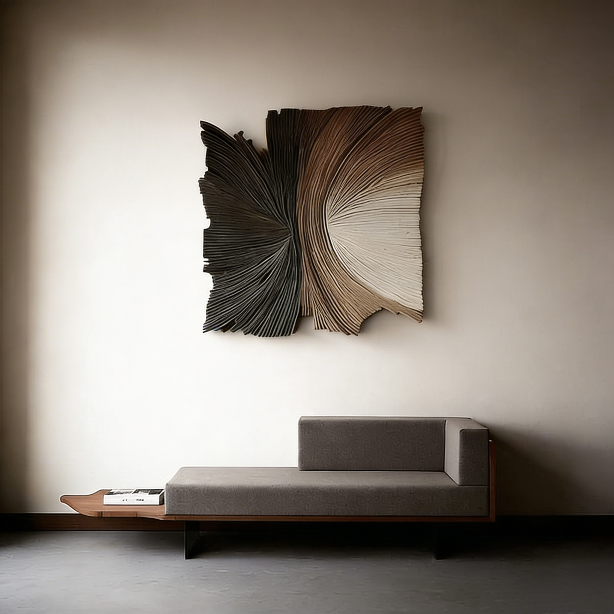 Abstract Fiber Wall Art – Modern 3D Textured String Art Sculpture, Neutral Geometric Wall Decor for Living Room Bedroom