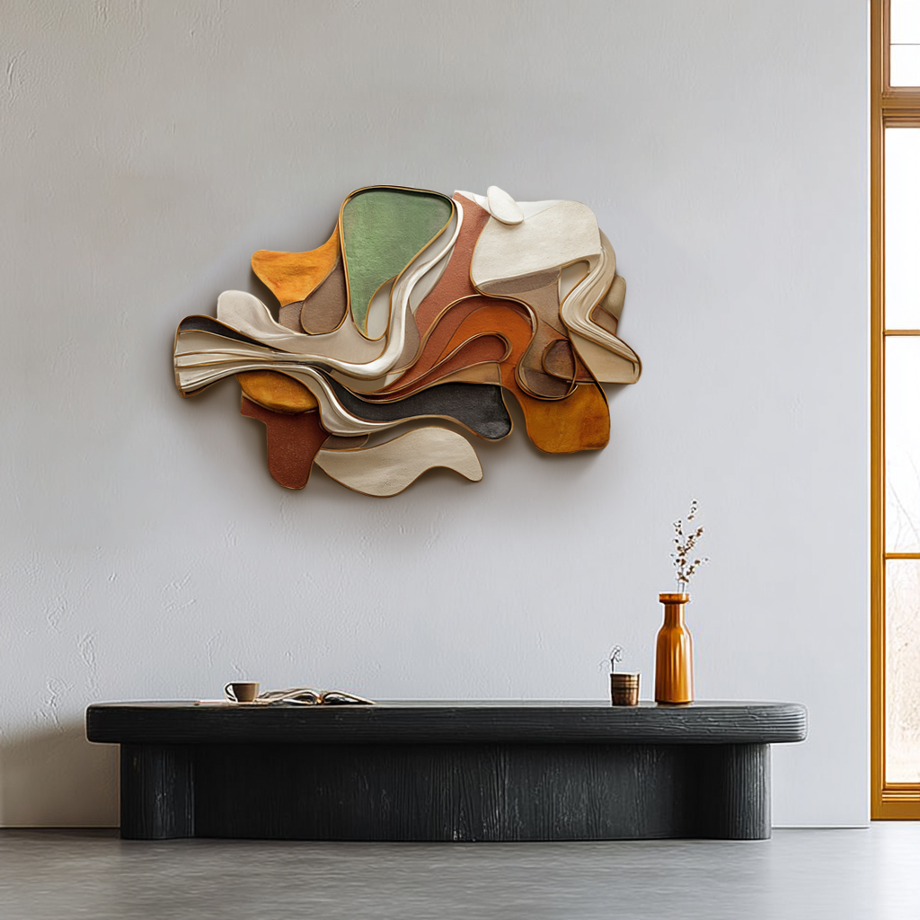 Handmade 3D Carved Wood Wall Art: Modern Abstract Sculpture