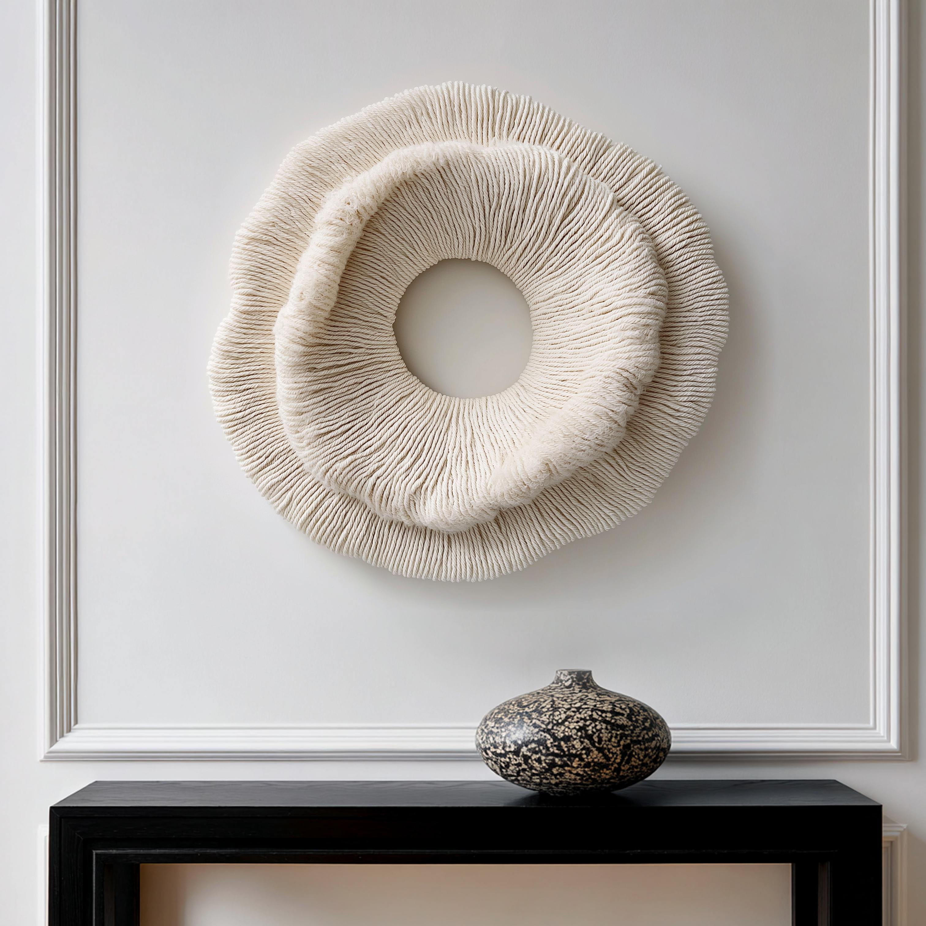 Neutral Fiber Wall Art, Handmade Macrame Wall Decor, Minimalist Textured Wall Hanging, Boho Organic Wall Sculpture, Modern Home Decor