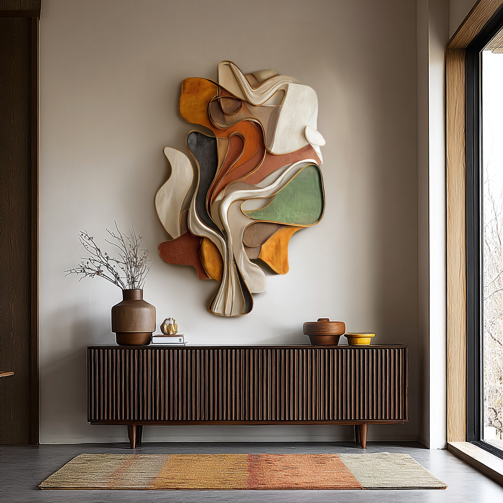Handmade 3D Carved Wood Wall Art: Modern Abstract Sculpture