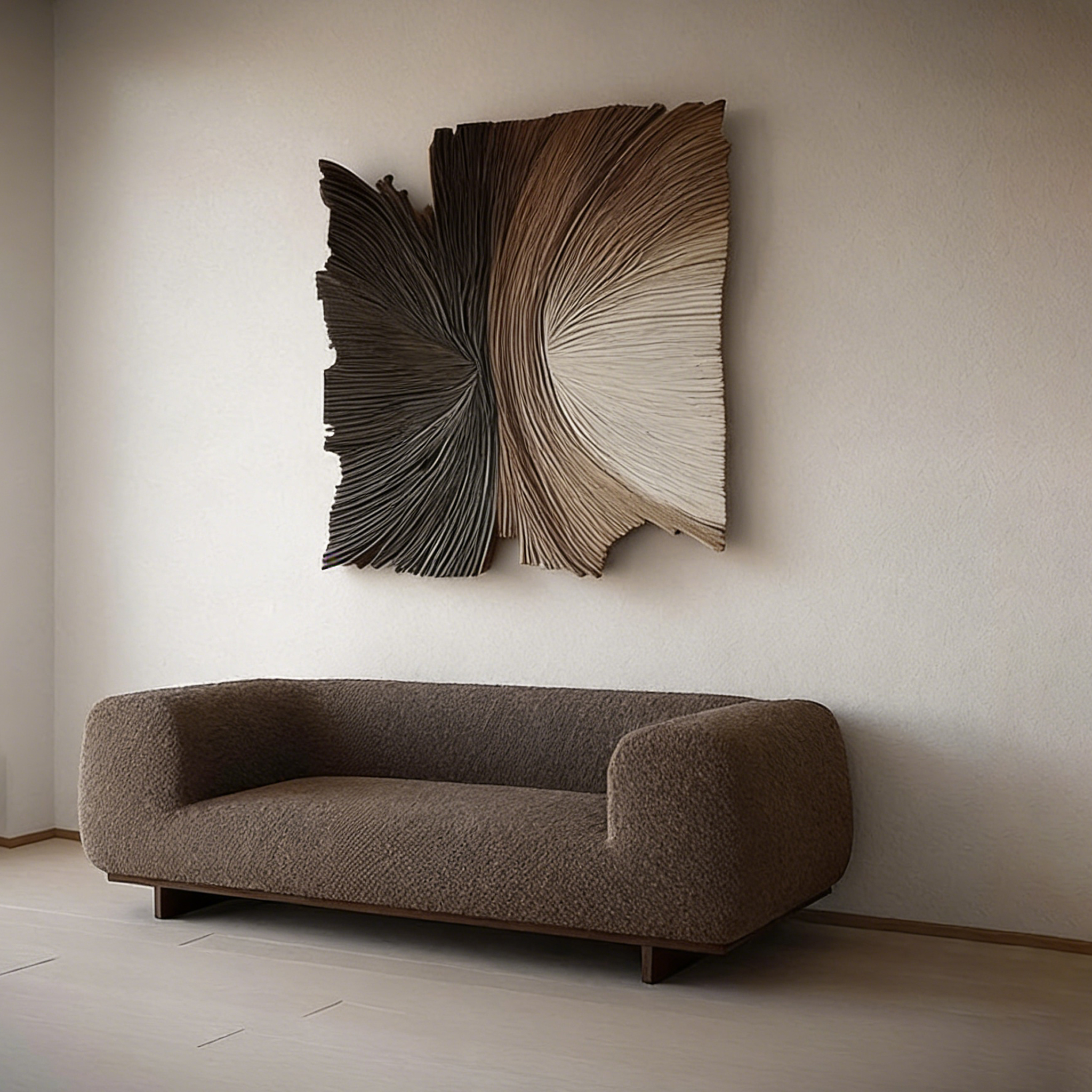 Abstract Fiber Wall Art – Modern 3D Textured String Art Sculpture, Neutral Geometric Wall Decor for Living Room Bedroom