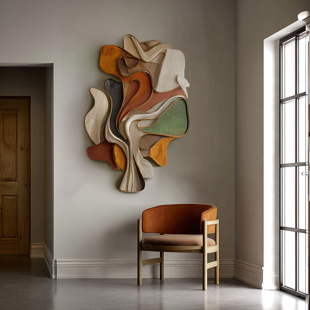Handmade 3D Carved Wood Wall Art: Modern Abstract Sculpture