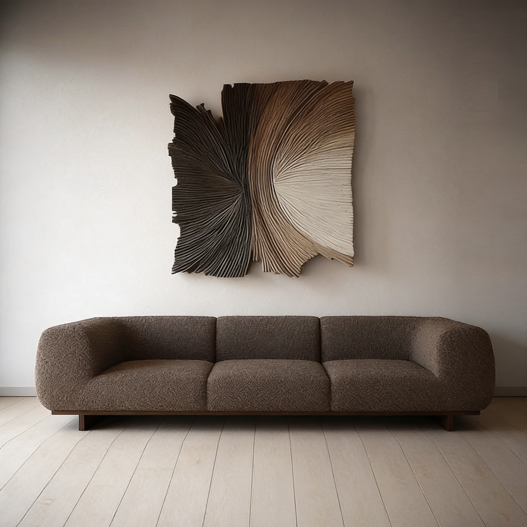 Abstract Fiber Wall Art – Modern 3D Textured String Art Sculpture, Neutral Geometric Wall Decor for Living Room Bedroom