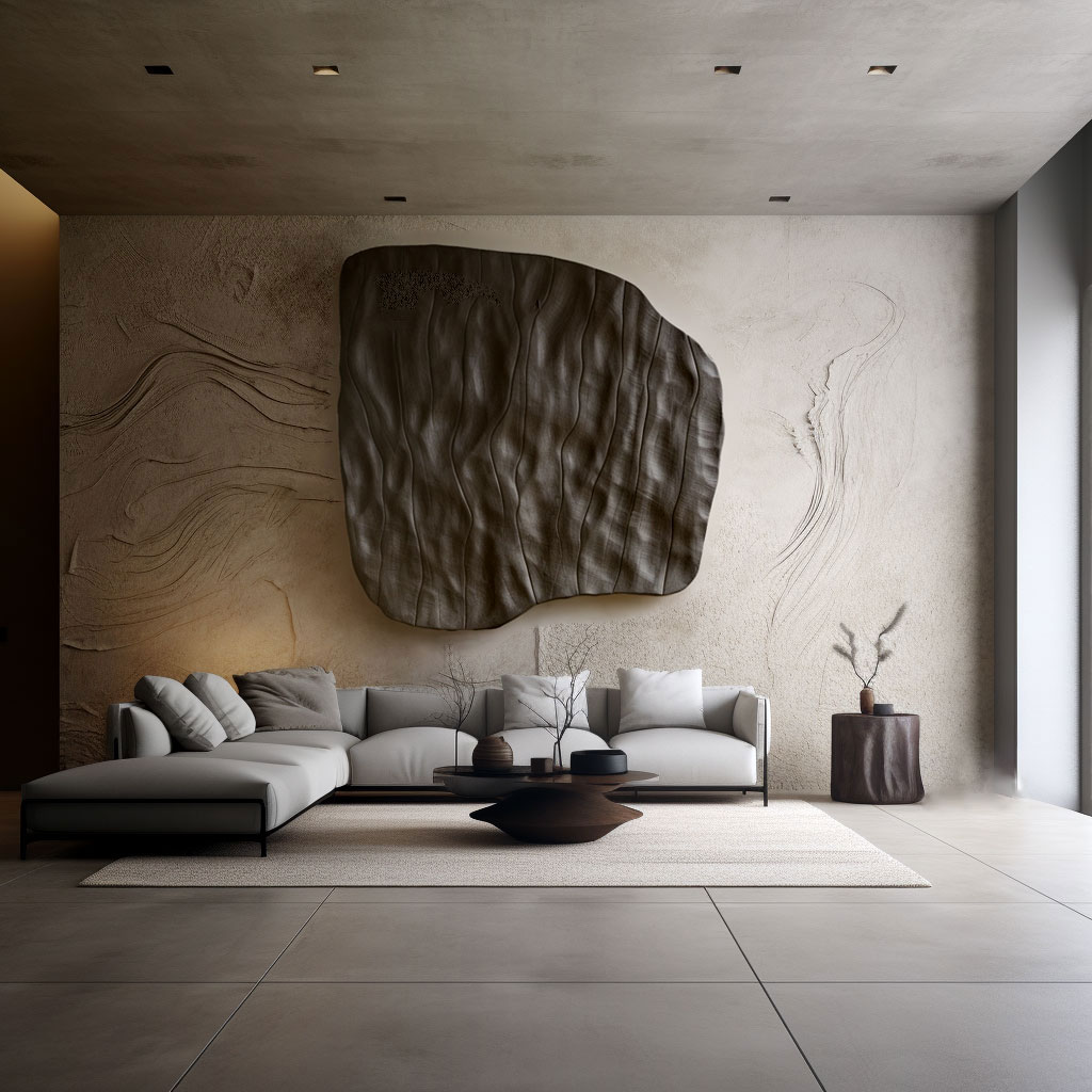 Hand Carved Wood Wall Art: Dark Textured Modern Sculpture