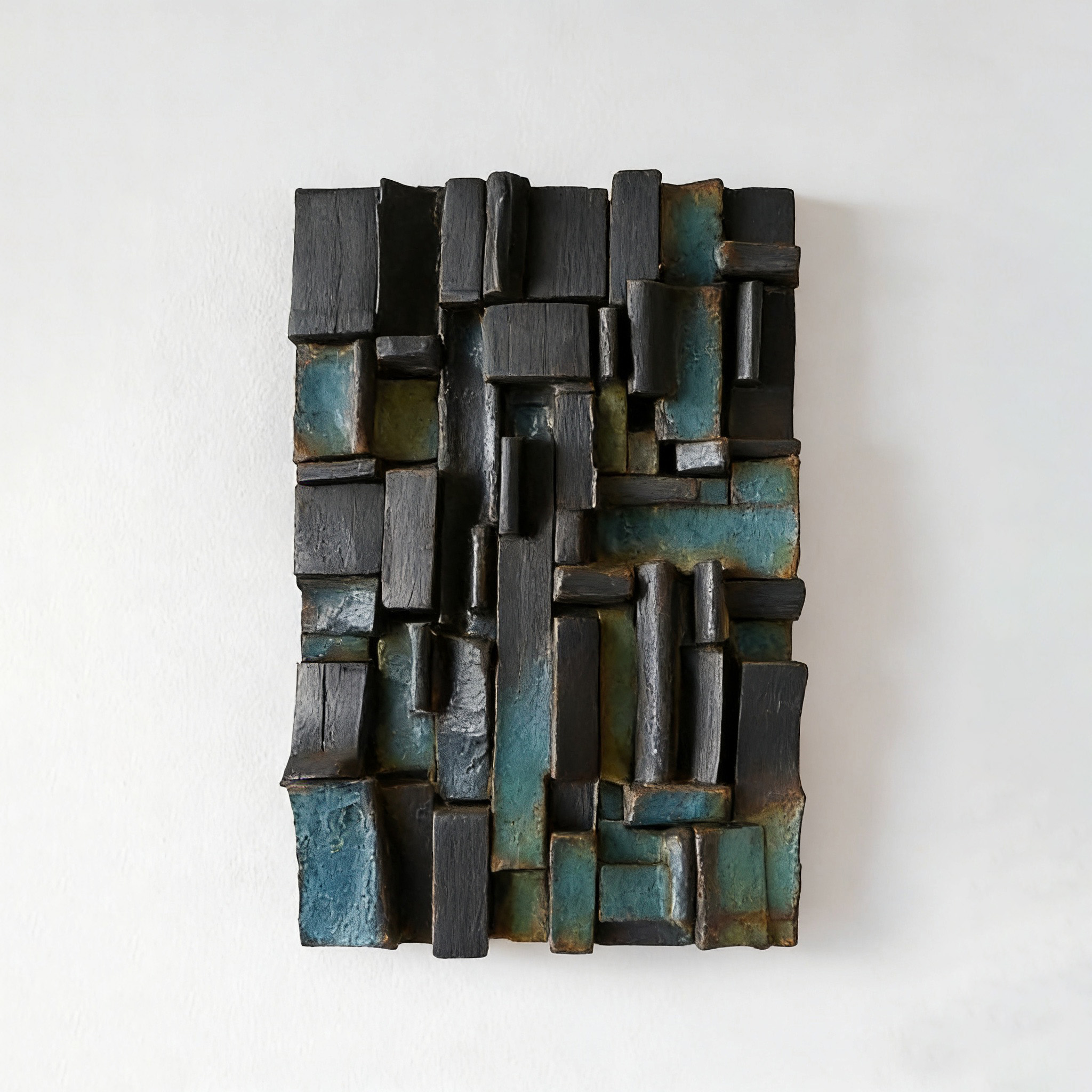 Abstract Ceramic Wall Sculpture, Geometric Wall Art, Brutalist Textured Wall Decor, Modern Handmade Ceramic Art