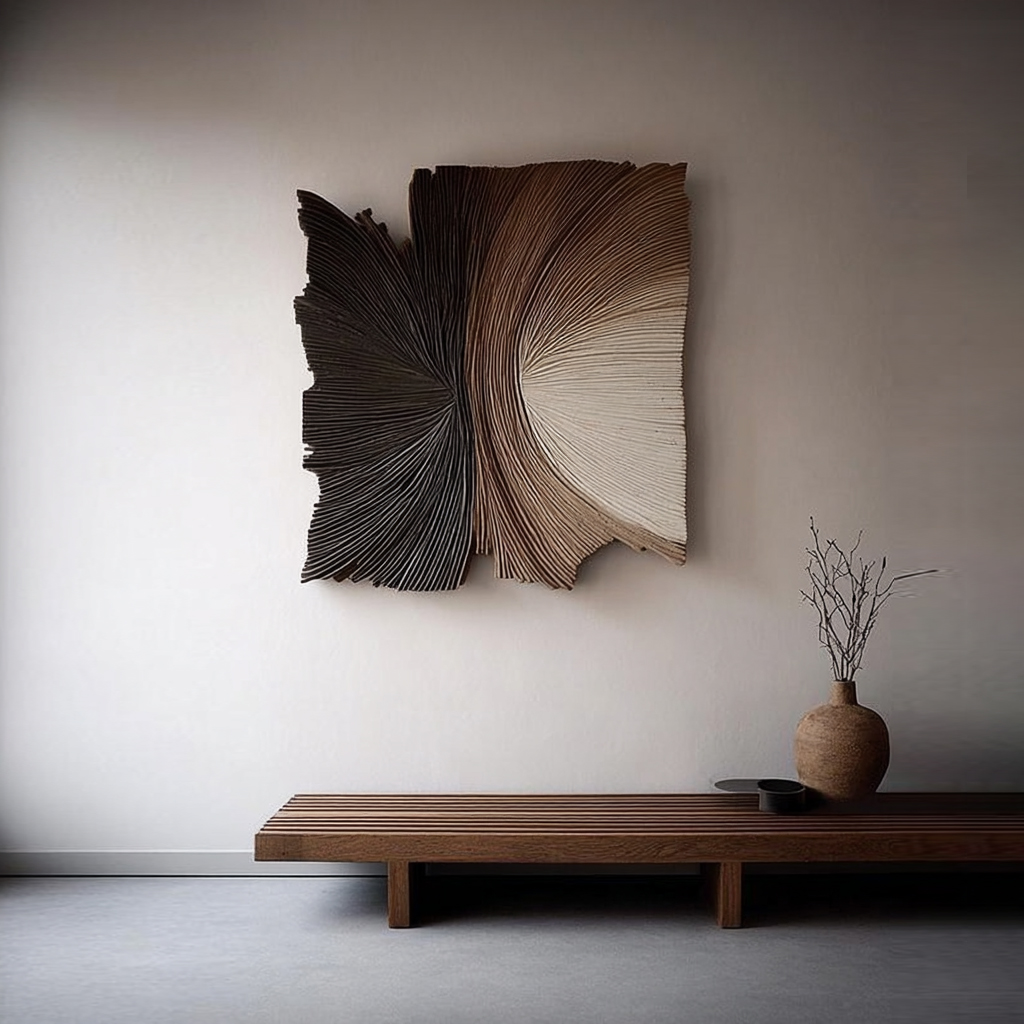Abstract Fiber Wall Art – Modern 3D Textured String Art Sculpture, Neutral Geometric Wall Decor for Living Room Bedroom