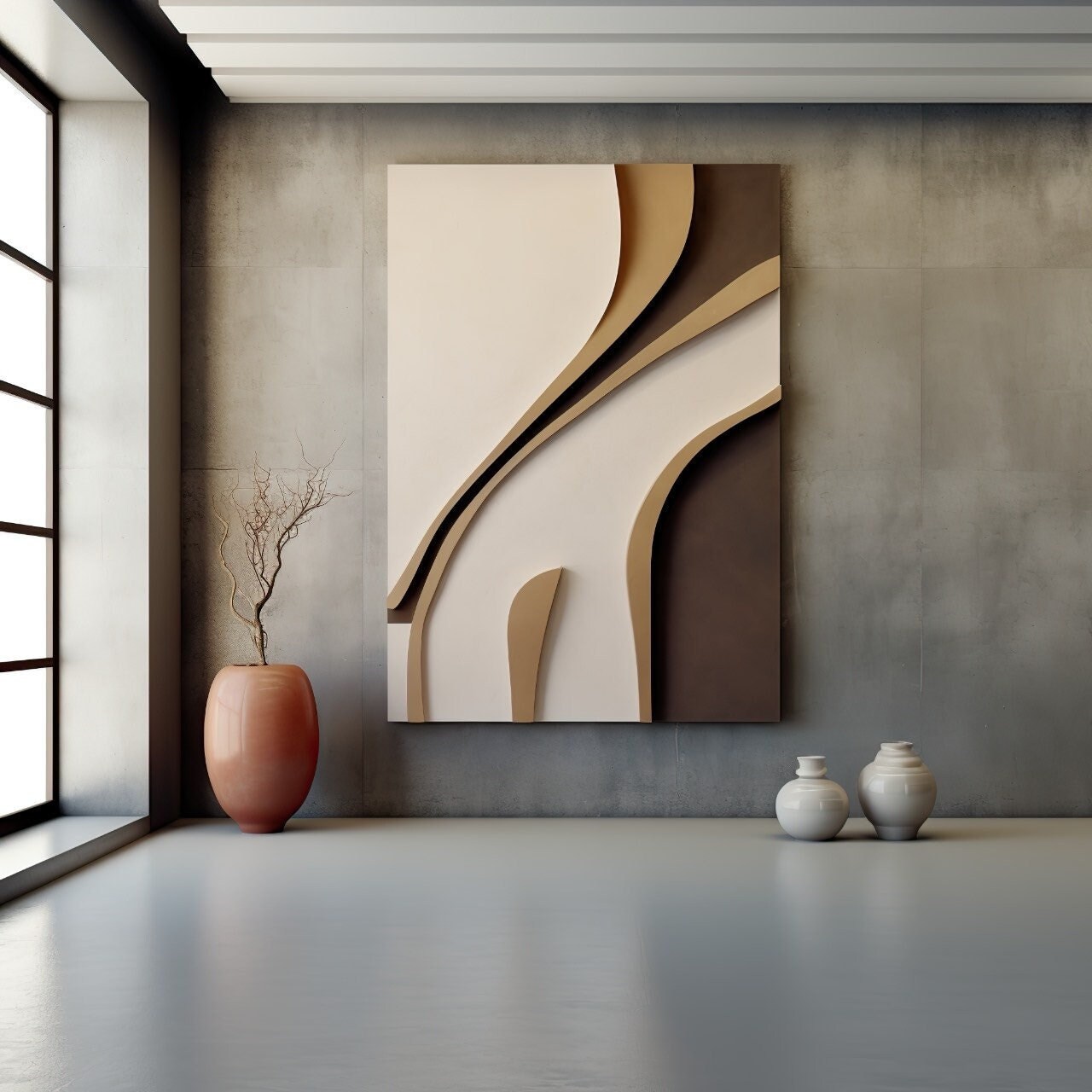 3D Abstract Striped Wood Wall Art – Bold Color Block Carved Panel | Modern Textured Wooden Sculpture for Living Room or Office Decor