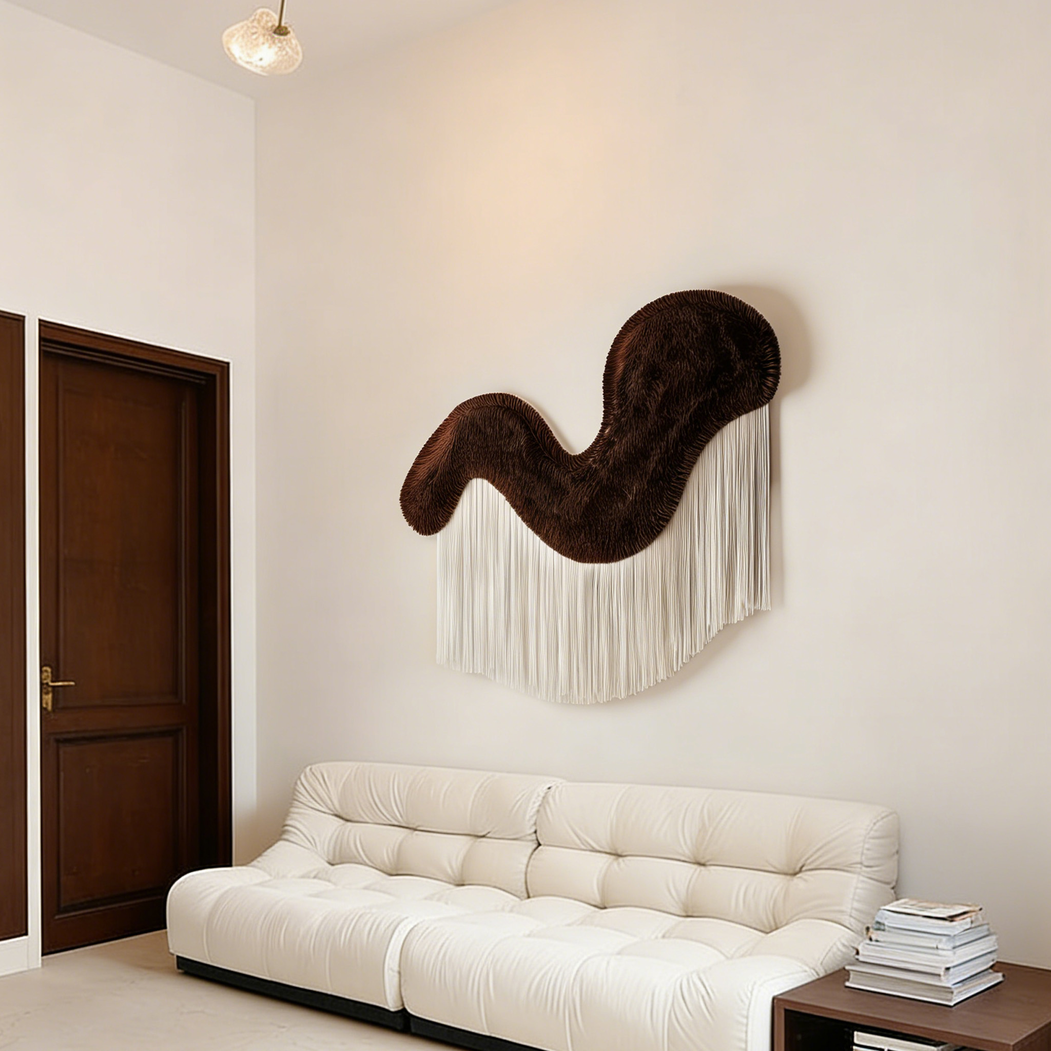 Large Fiber Wall Art, Abstract Wave Textile Sculpture, Modern Macrame Wall Hanging, Japandi Boho Wall Decor