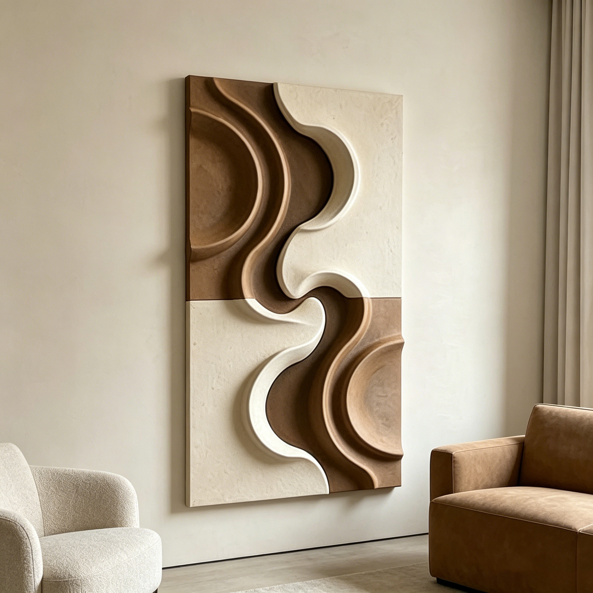 Abstract Wood Wall Art, Modern Organic Sculpture, Neutral Beige Wall Decor, Japandi Wooden Wall Hanging