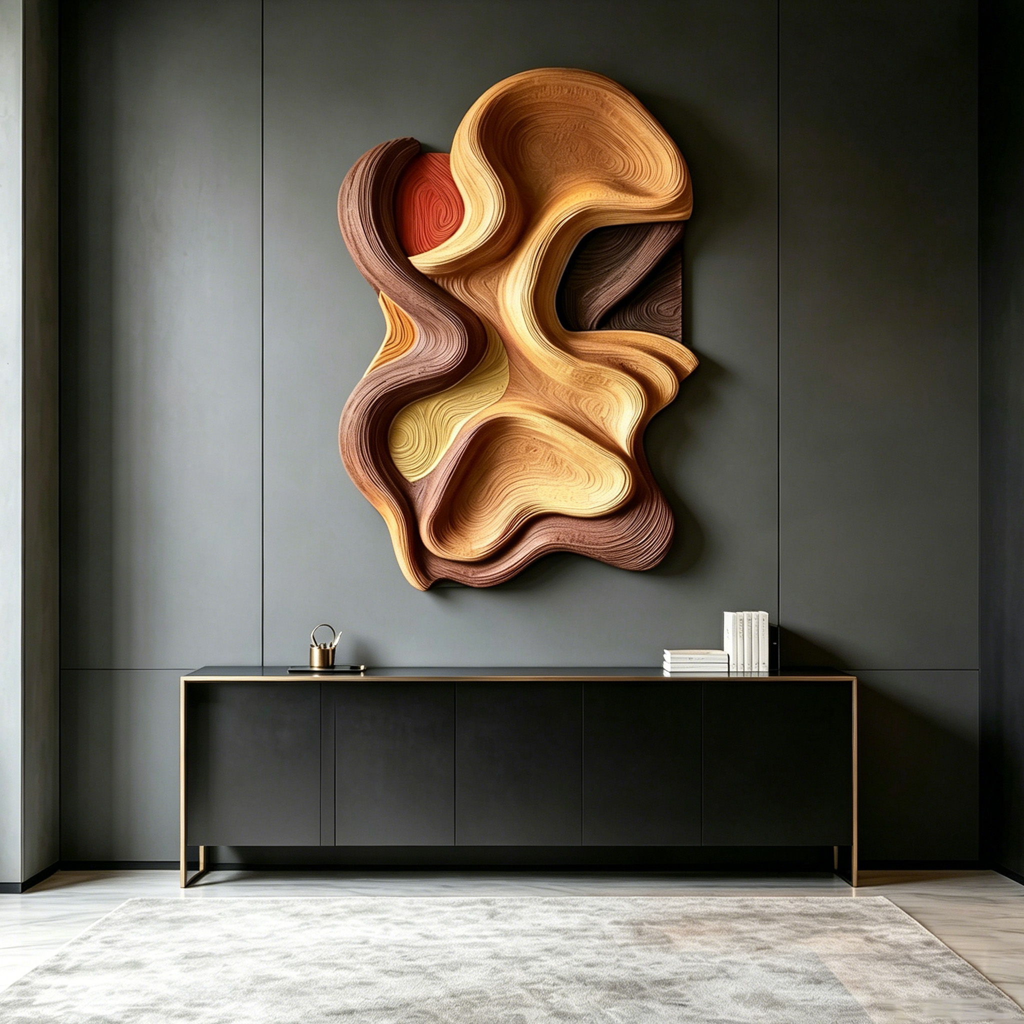 Large Abstract Wood Wall Art, Organic Modern Wall Sculpture, 3D Carved Wood Panel, Japandi Decor, Statement Wall Hanging