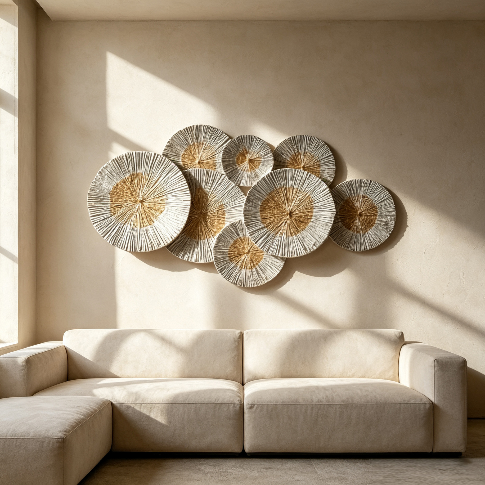 Large Modern Wood Wall Art, Hand Carved Abstract Wall Sculpture, Natural Wooden Circle Decor, Japandi Living Room Wall Hanging
