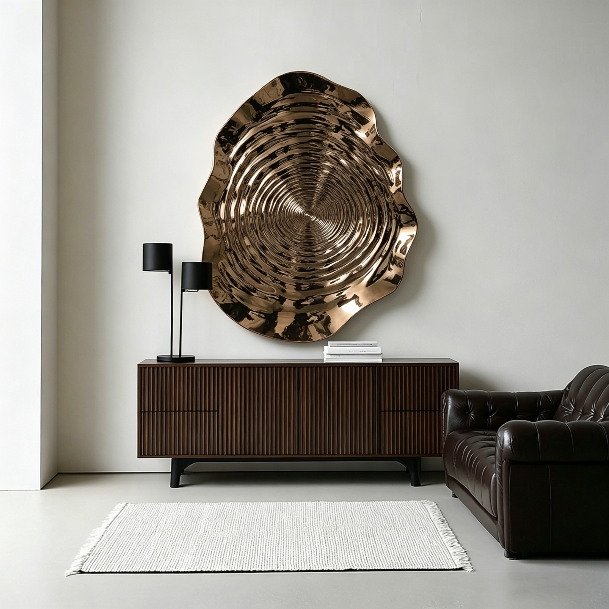 Large Metal Wall Art Sculpture, Modern Abstract Wall Decor, Bronze Metallic Wall Hanging, Contemporary Luxury Statement Art