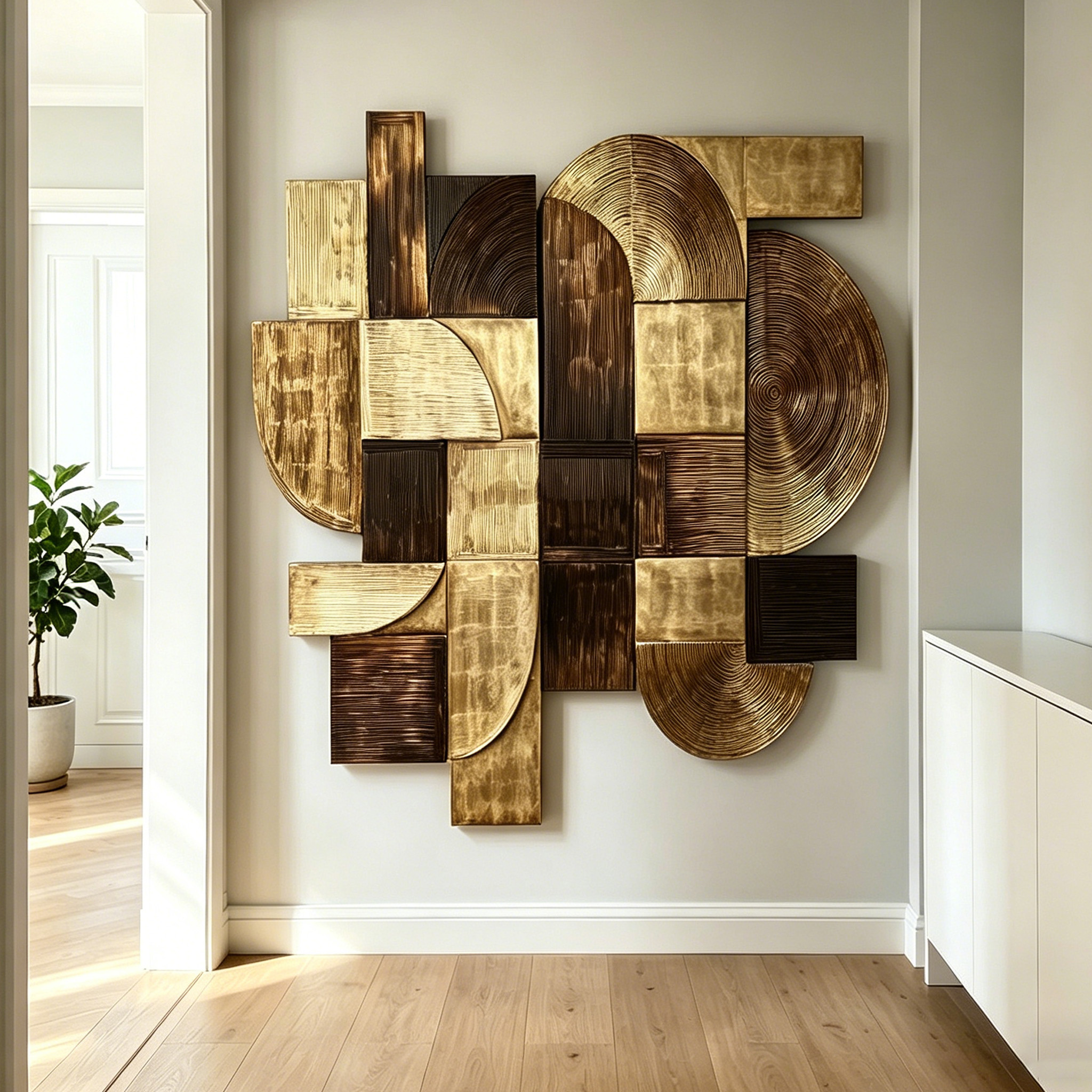 Large Wood Wall Art, Geometric Wooden Wall Sculpture, Abstract 3D Wall Decor, Handmade Textured Wood Art, Modern Minimalist Wall Hanging