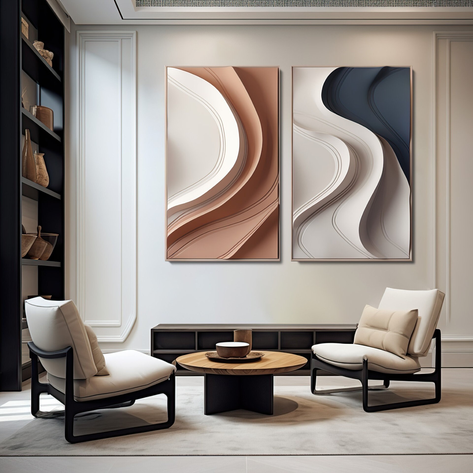 Wave Shaped 3D Wall Art – Vibrant Abstract Wooden Sculpture | Textured Modern Home Decor | Bold Color Contrast & Geometric Patterns