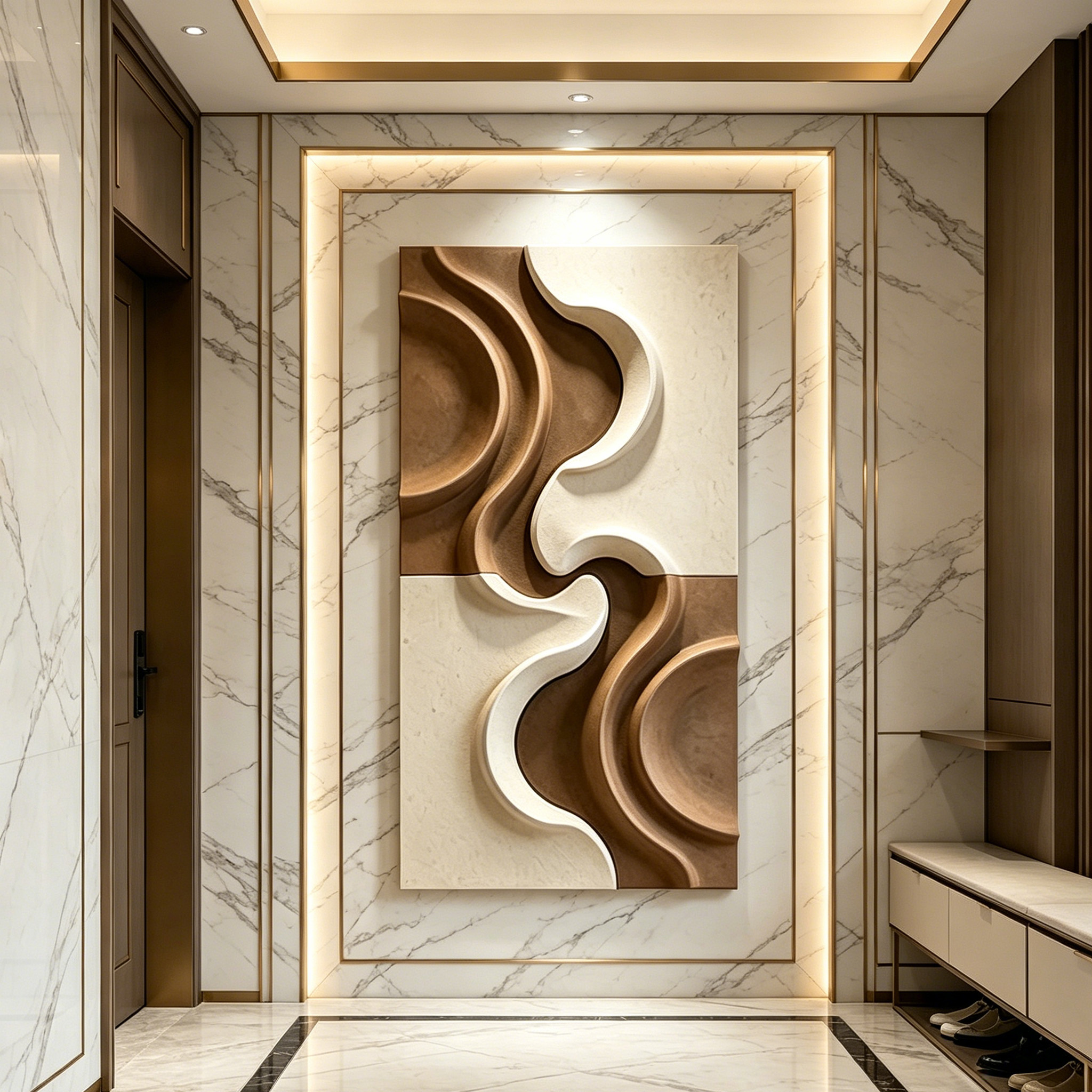 Abstract Wood Wall Art, Modern Organic Sculpture, Neutral Beige Wall Decor, Japandi Wooden Wall Hanging