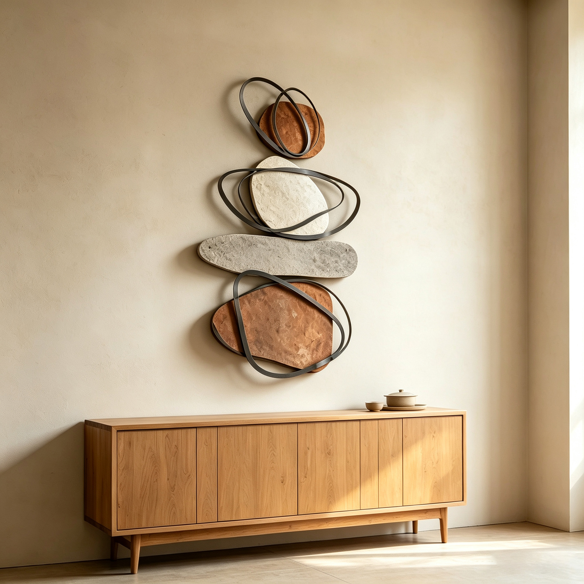 Large Abstract Wood Wall Art, Handmade Organic Wall Sculpture, Modern Japandi Wall Decor, Neutral Living Room Wooden Artwork