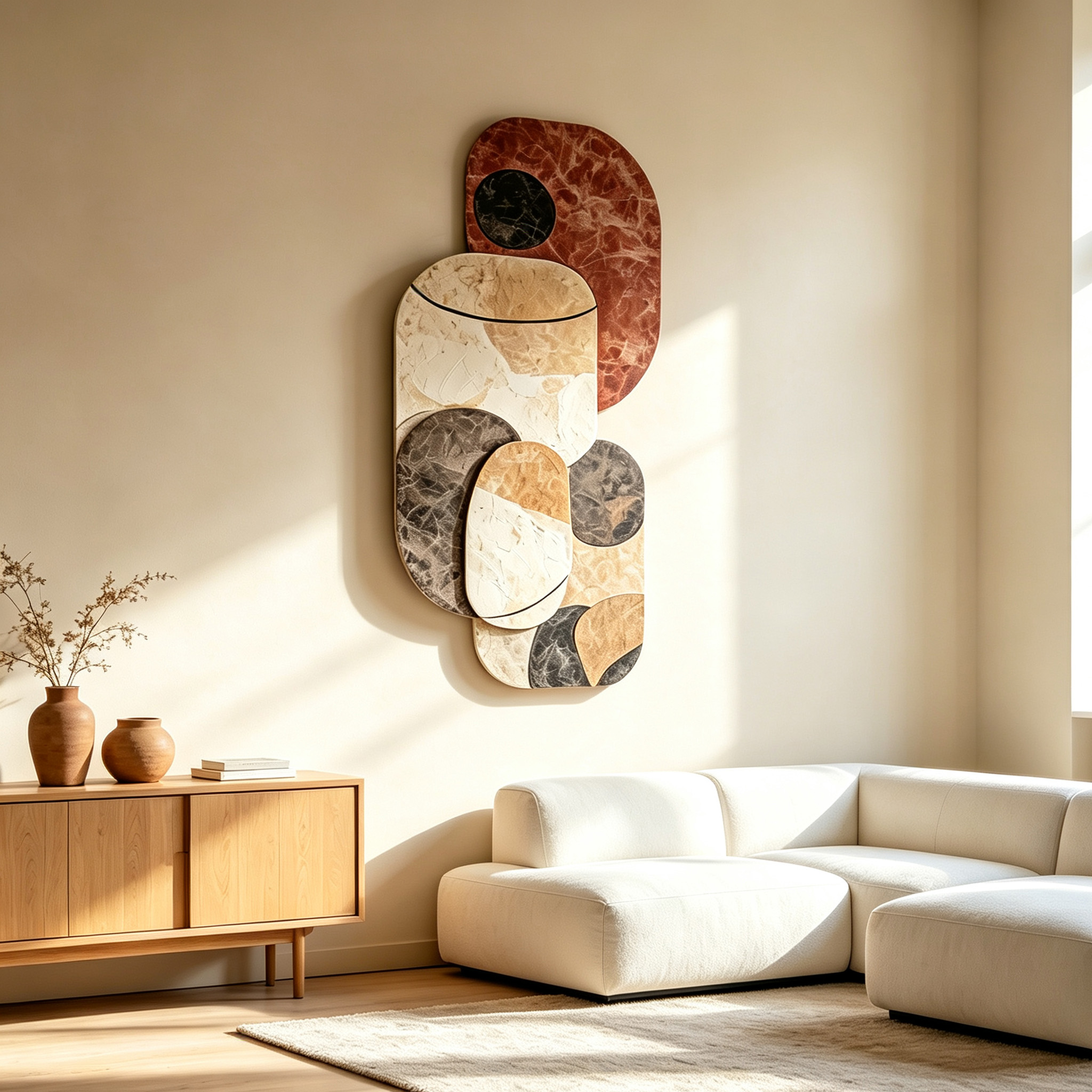 Large Abstract Wood Wall Art, Mid Century Modern Wooden Wall Sculpture, Bauhaus Geometric Wall Decor, 3D Japandi Wall Hanging