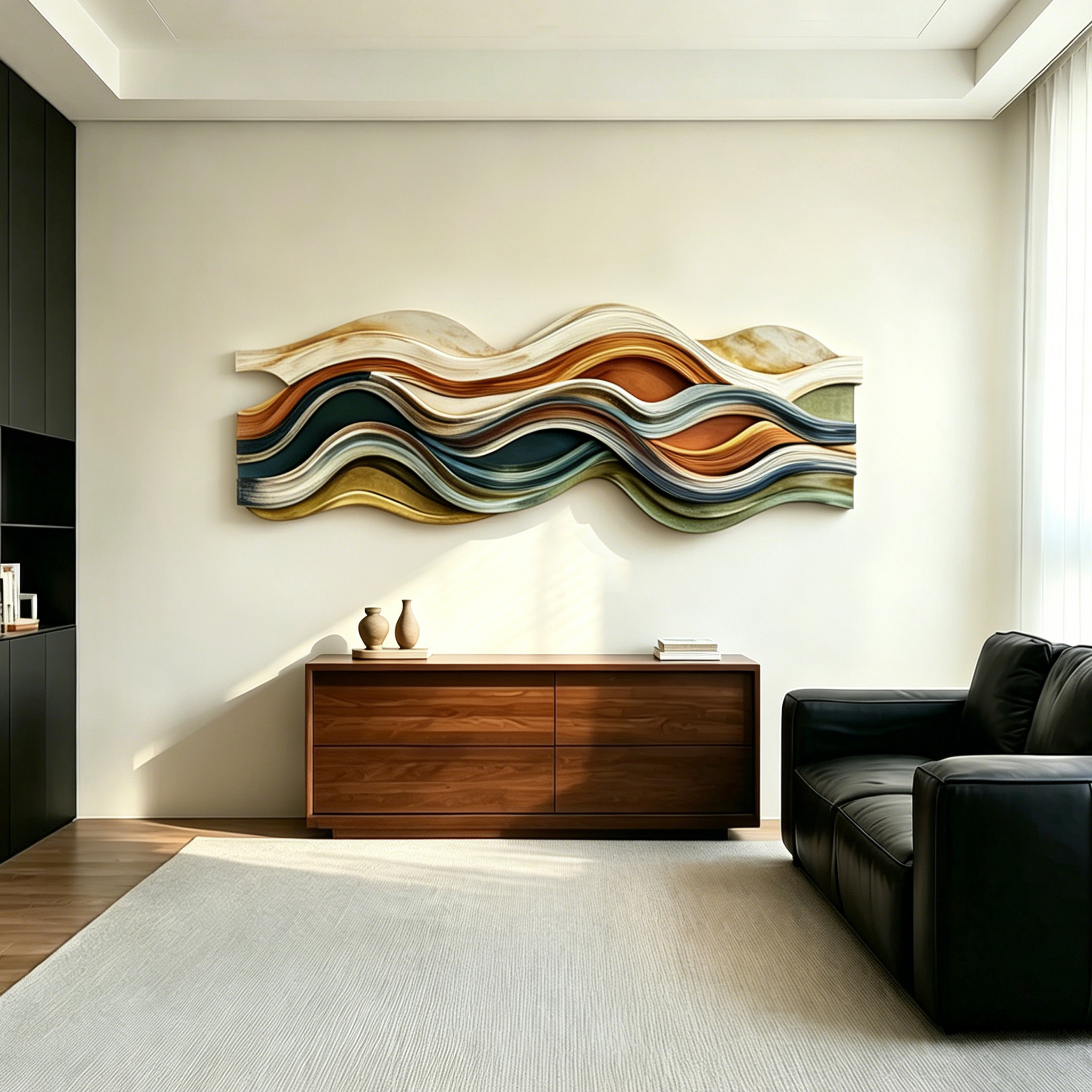 Large Wave Wood Wall Art, Modern Abstract Wood Sculpture, Coastal Wall Decor, Organic Minimalist Artwork