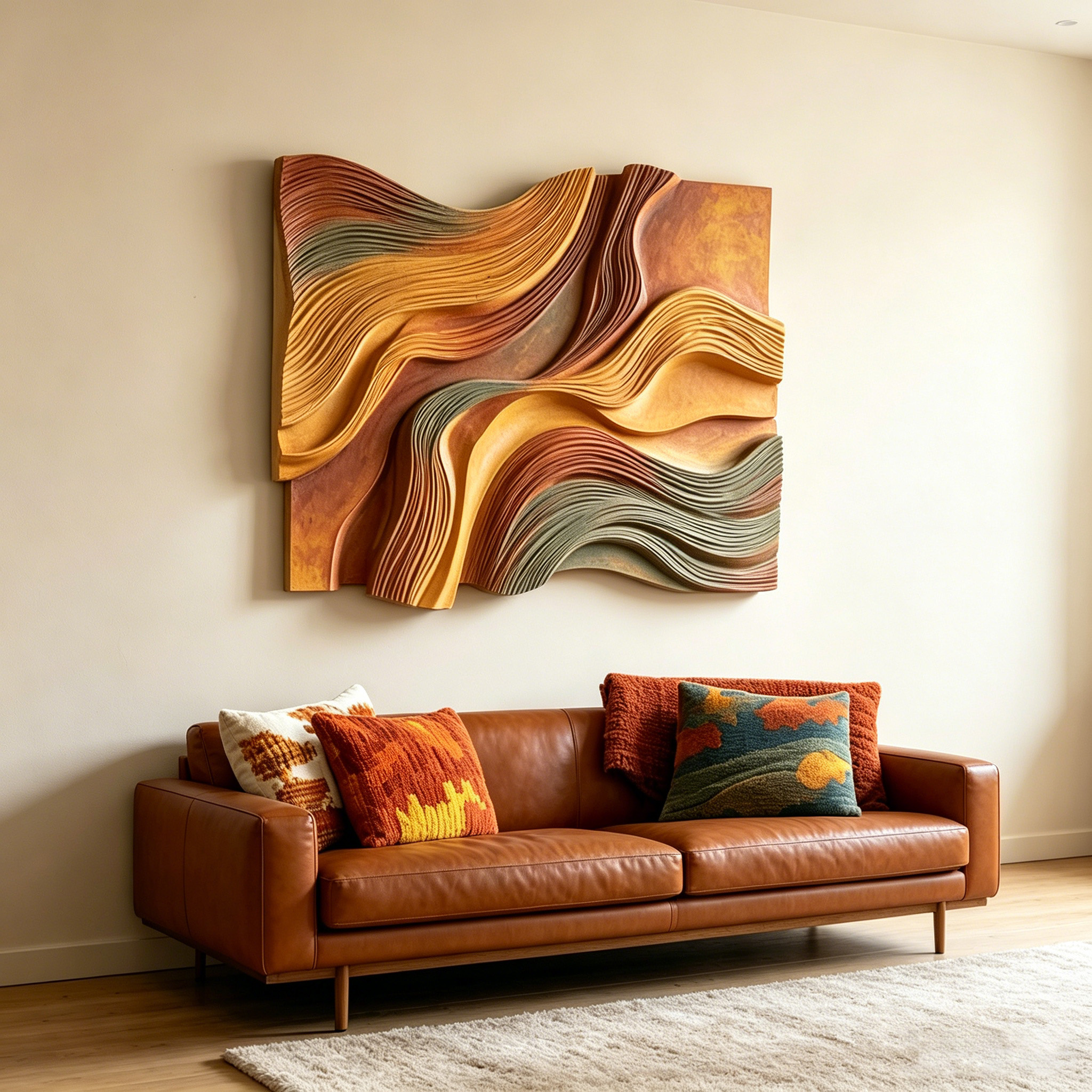 Layered Wood Wall Art, Parametric Wood Sculpture, Modern Organic Decor, Abstract Wooden Wall Hanging