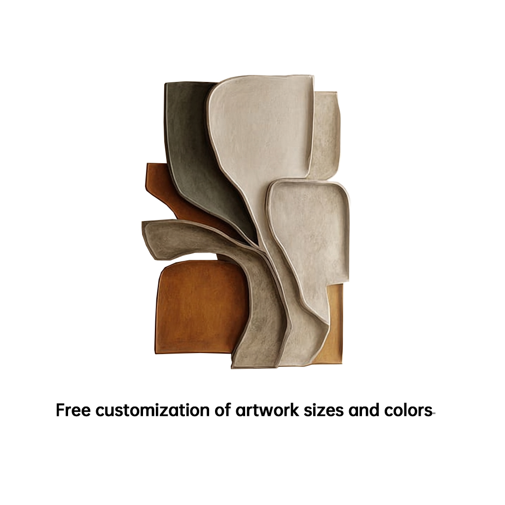 3D Wooden Wall Art: Large Layered Sculpture - Japandi Nordic Decor