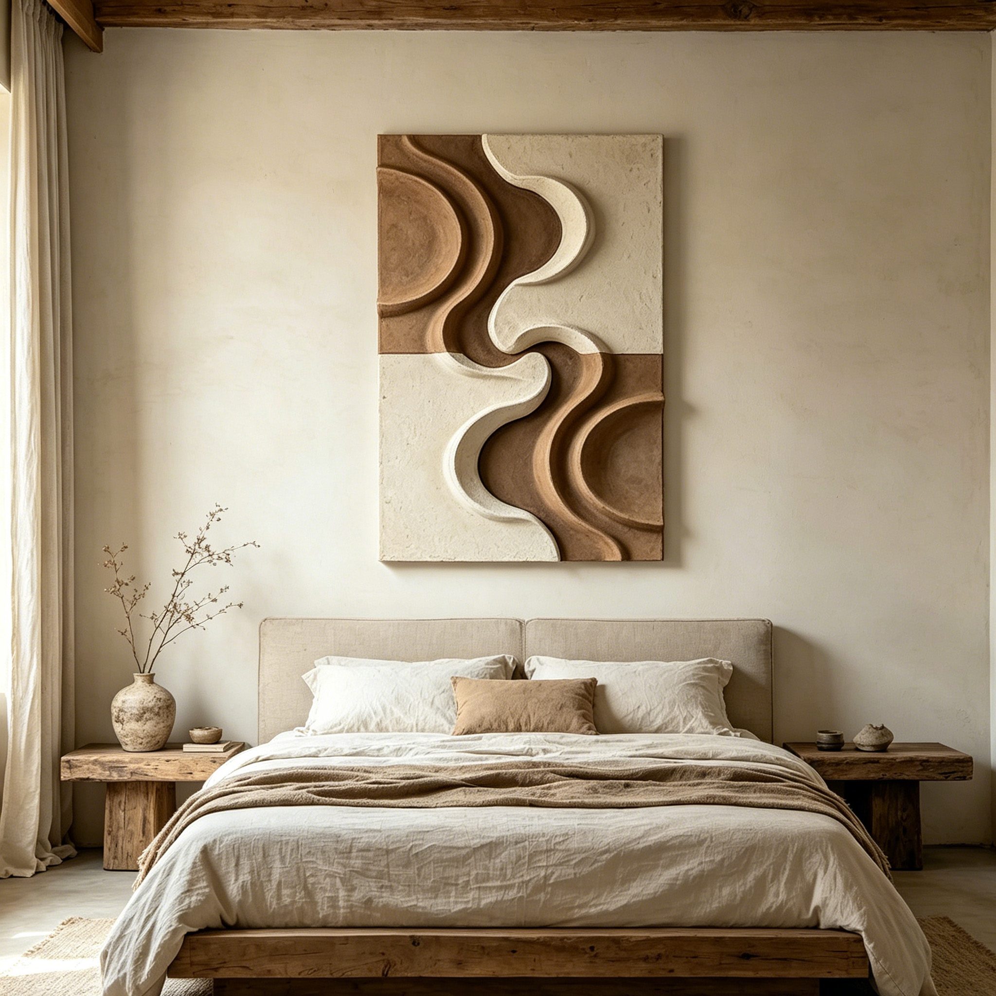 Abstract Wood Wall Art, Modern Organic Sculpture, Neutral Beige Wall Decor, Japandi Wooden Wall Hanging