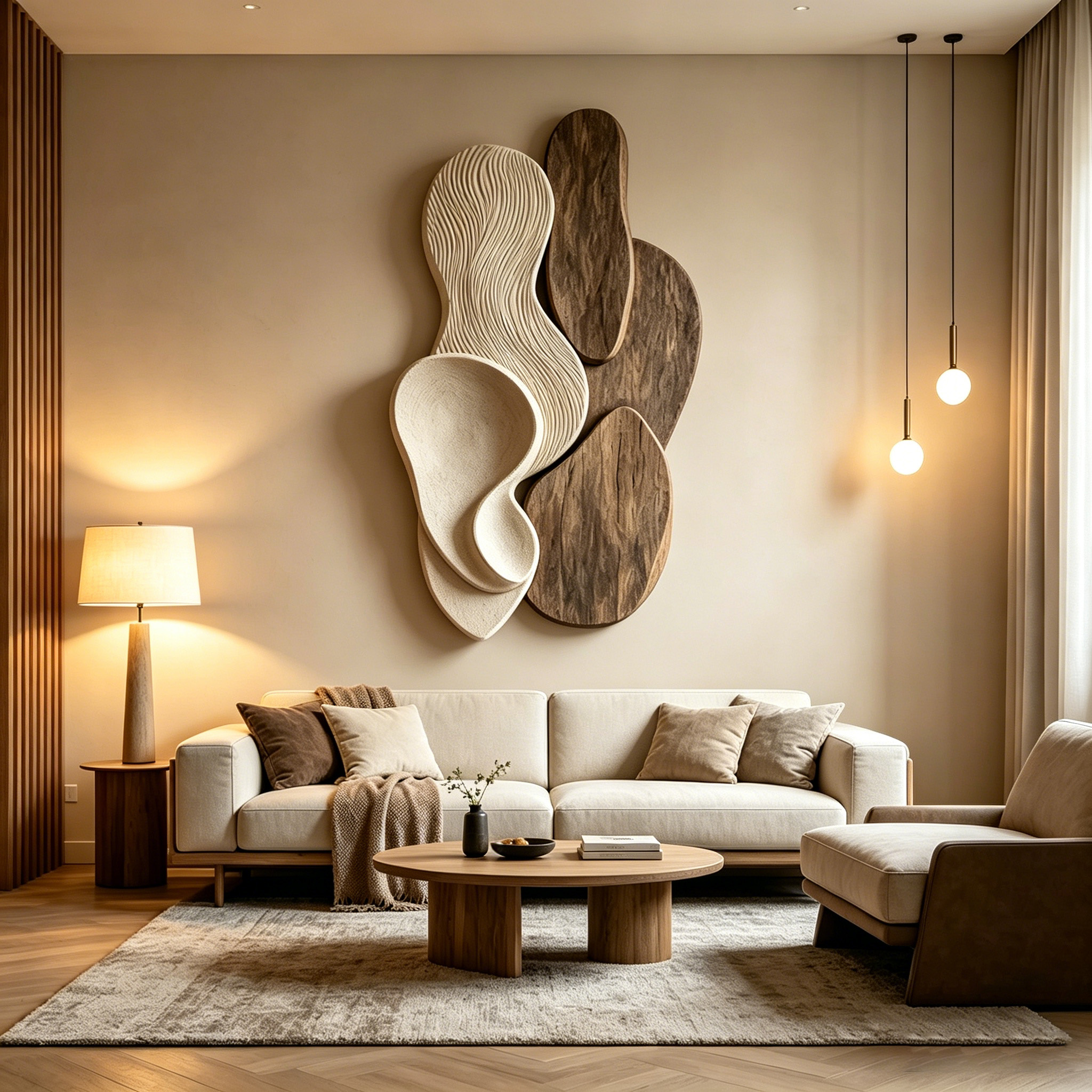 Organic Modern Wood Wall Art, Abstract Wood Sculpture, Japandi Wall Decor, Minimalist Wooden Relief Art, Contemporary Wall Hanging