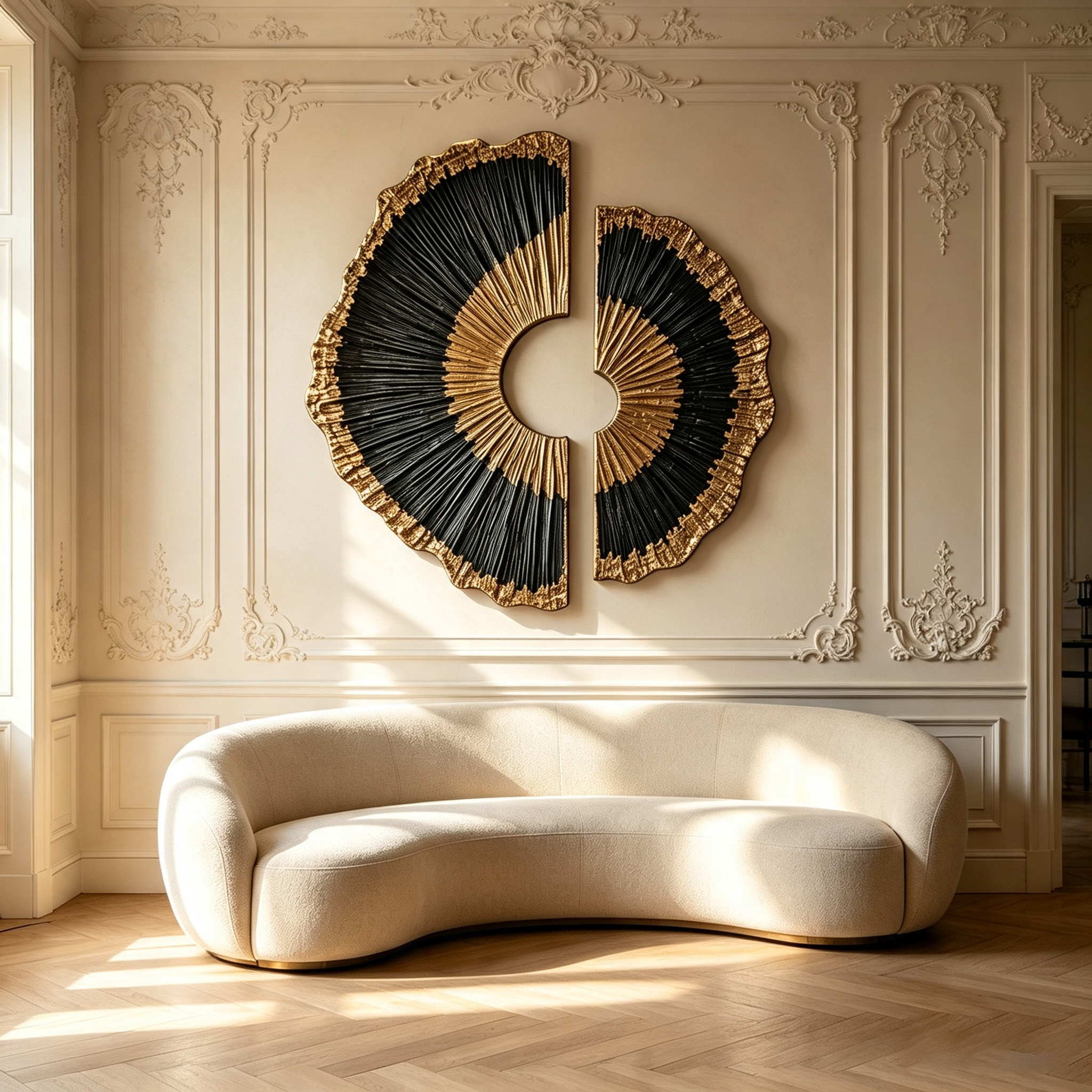 Black Gold Wood Wall Art, 3D Sunburst Wall Sculpture, Organic Modern Abstract Wood Decor, Textured Luxury Statement Wall Art