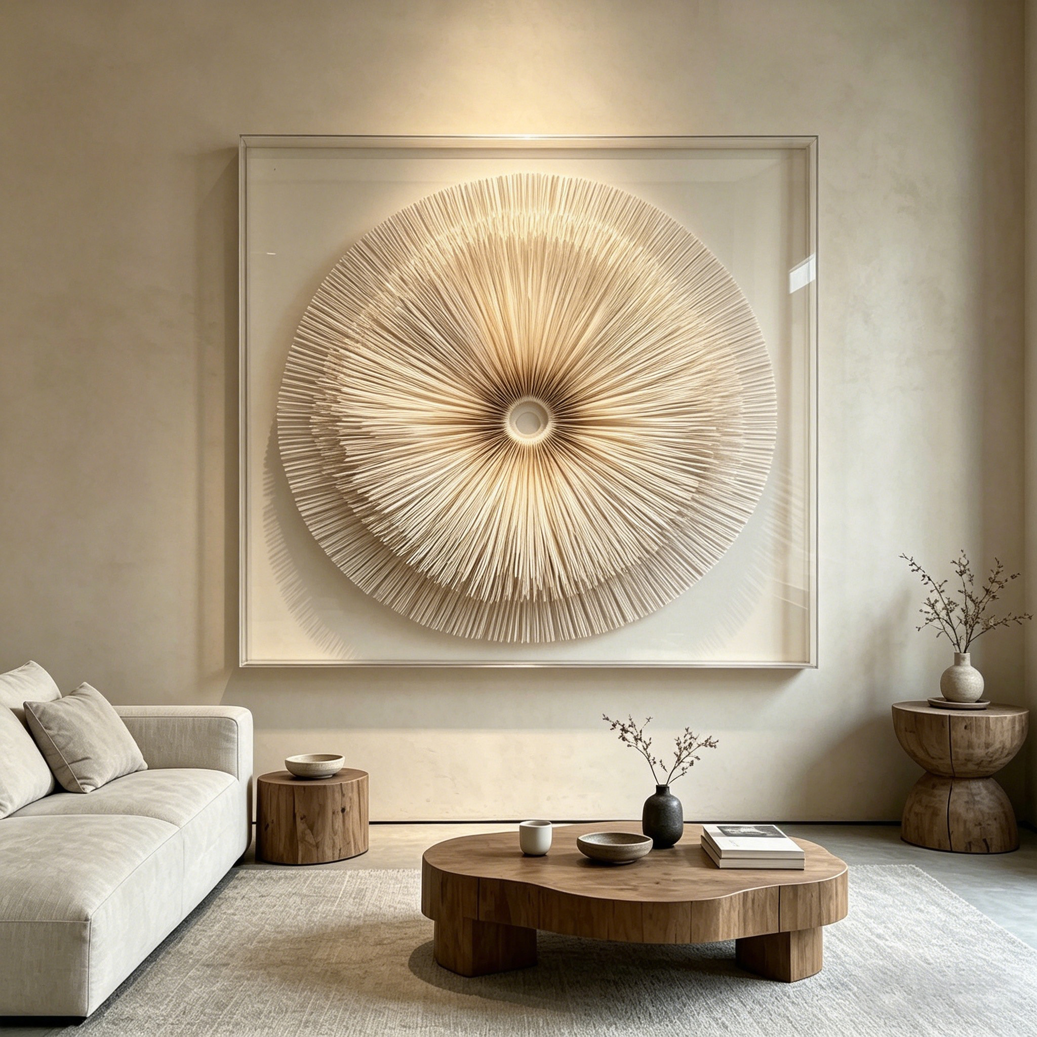 Handmade Paper Sculpture Wall Art, Minimalist 3D Paper Relief Artwork, Modern Neutral Shadow Box Decor, Textured Contemporary Wall Hanging